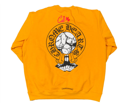 Chrome Hearts Matty Boy Call Me Crewneck Sweatshirt Yellow