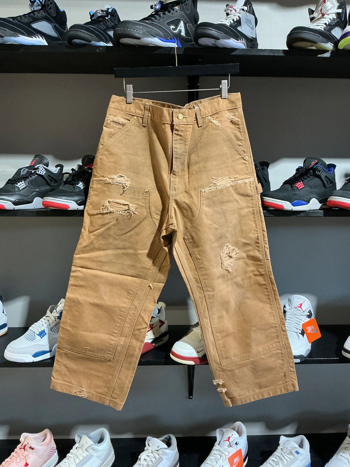 Carhartt Double Knee Dark Khaki Sz 36 - Pre-Owned