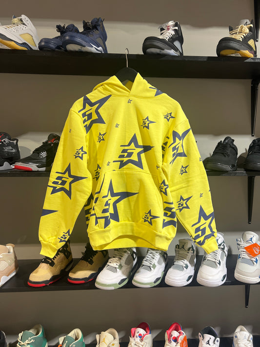 Sp5der yellow black 5 star hoodie