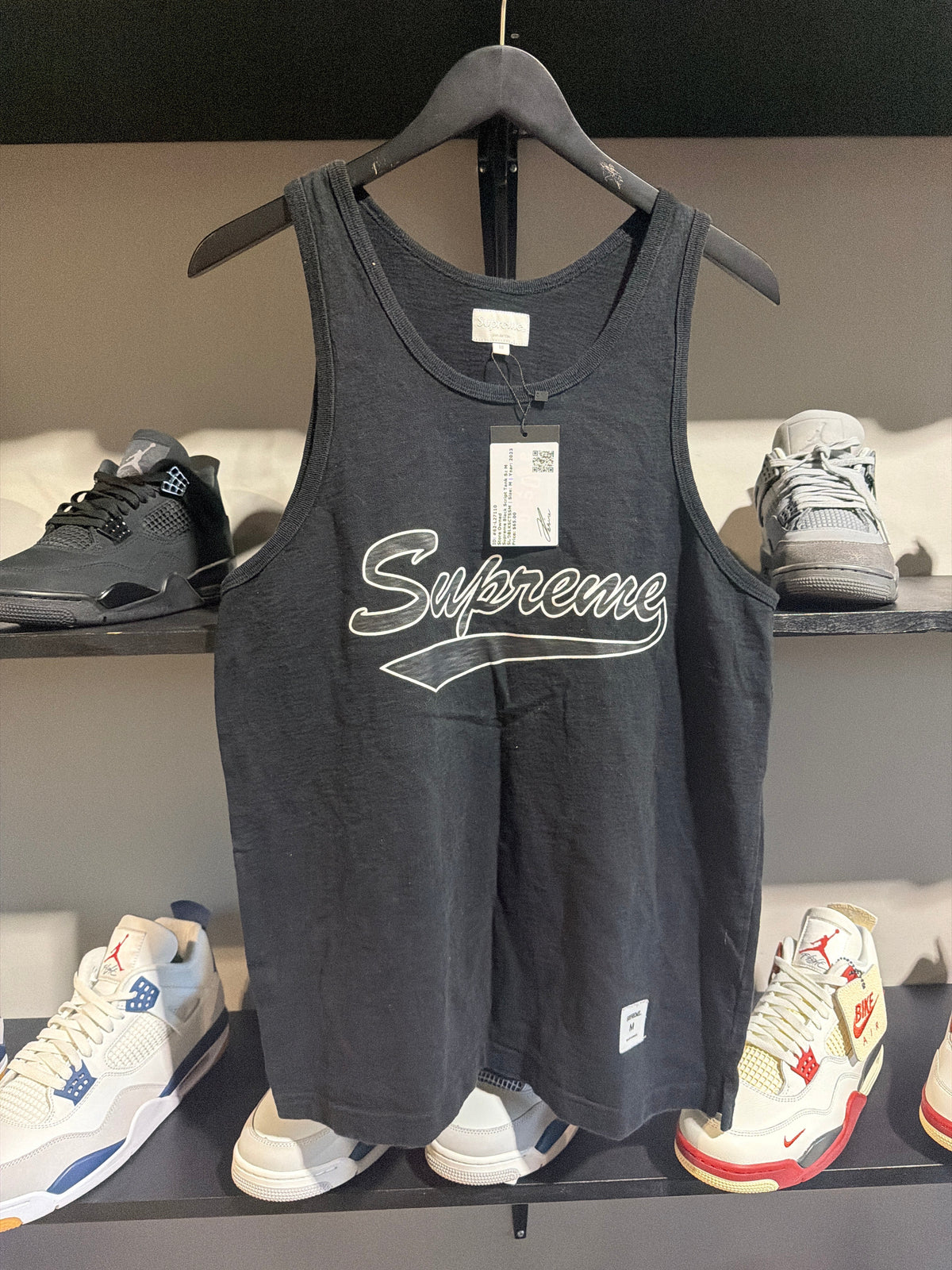 Supreme Black Script Tank Sz M - Pre-Owned