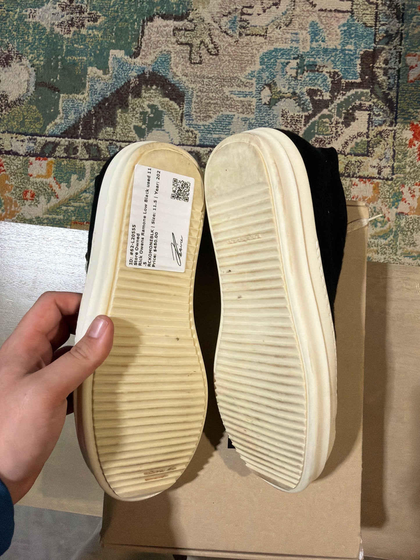 Rick Owens Ramone Low Black used 11.5