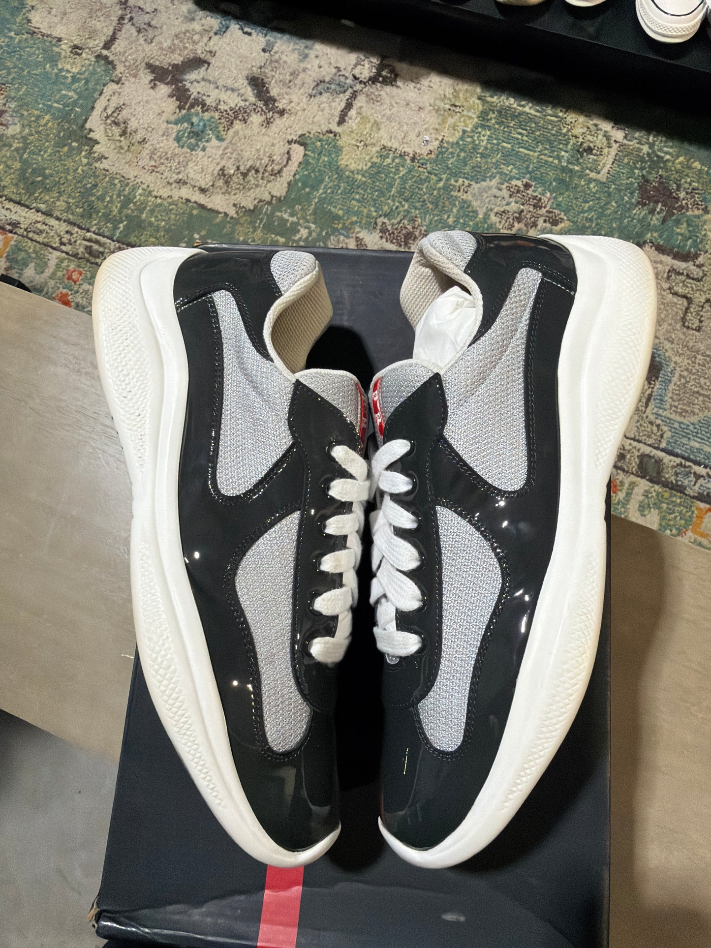 Prada Cup Patent Dark Grey Used Sz 8