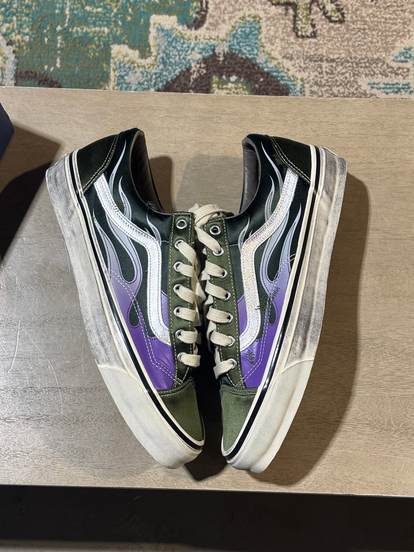Vans Old Skool Flame Green/Purple Used Sz 11