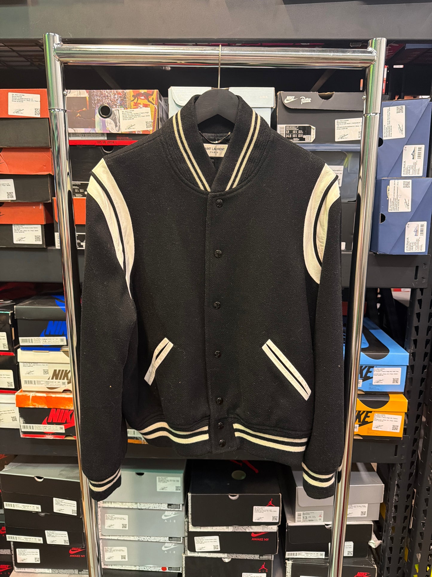 Saint Laurent Black/White Teddy Jacket Sz L