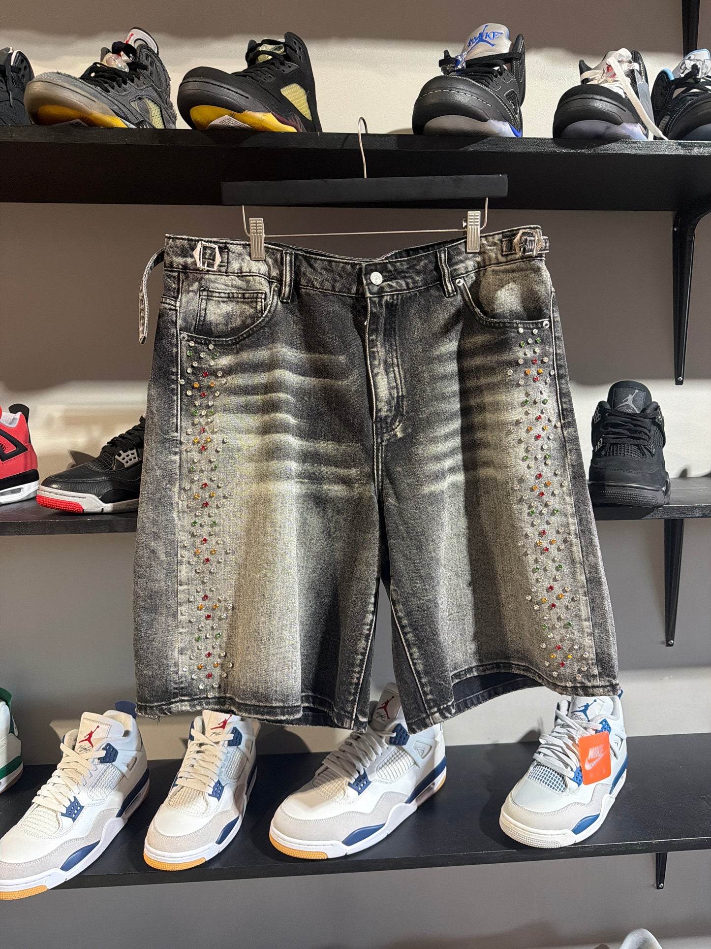 Hmdd crystal jorts washed black