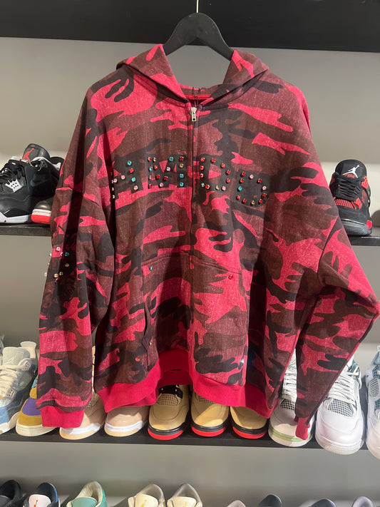 HMDD Red Camo Rhinestone Zip Up