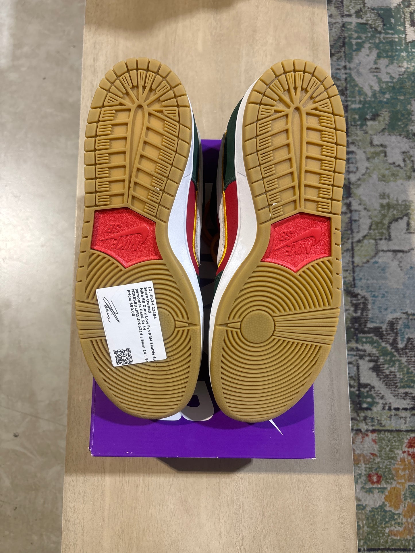 Nike SB Dunk Low Pro PRM Seattle Supersonics Used Sz 14
