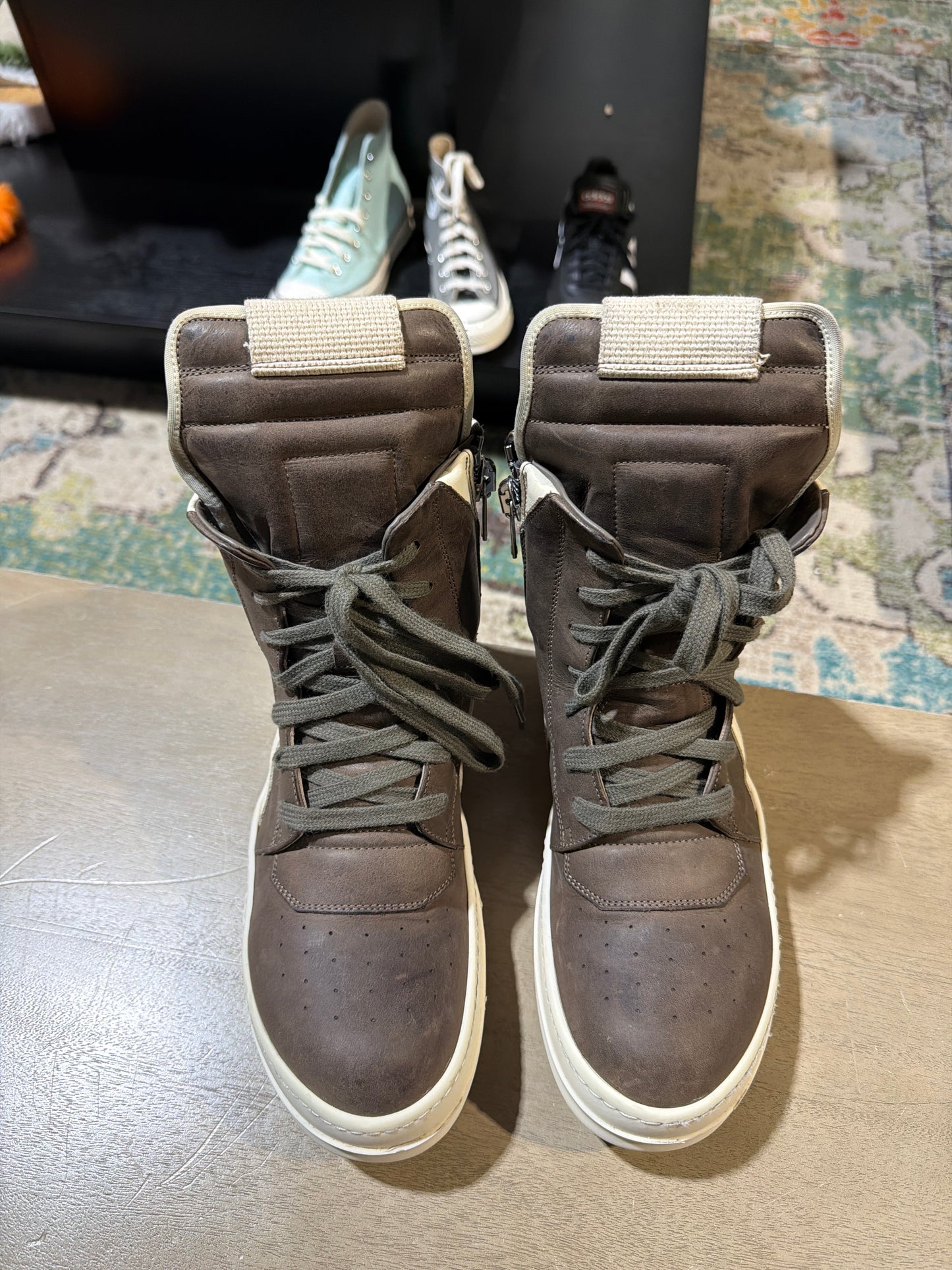 Rick Owens Geobasket Brown/White Used Sz 6 NB
