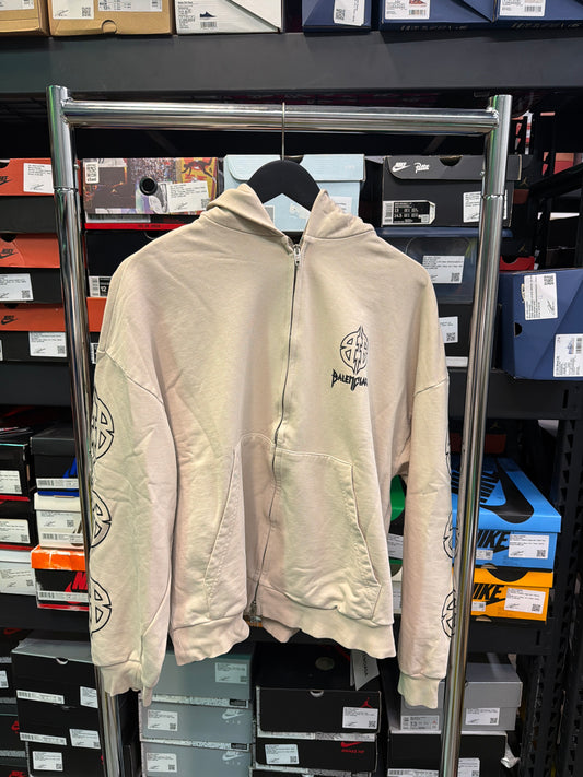Balenciaga Metal BB Stencil Zip Beige