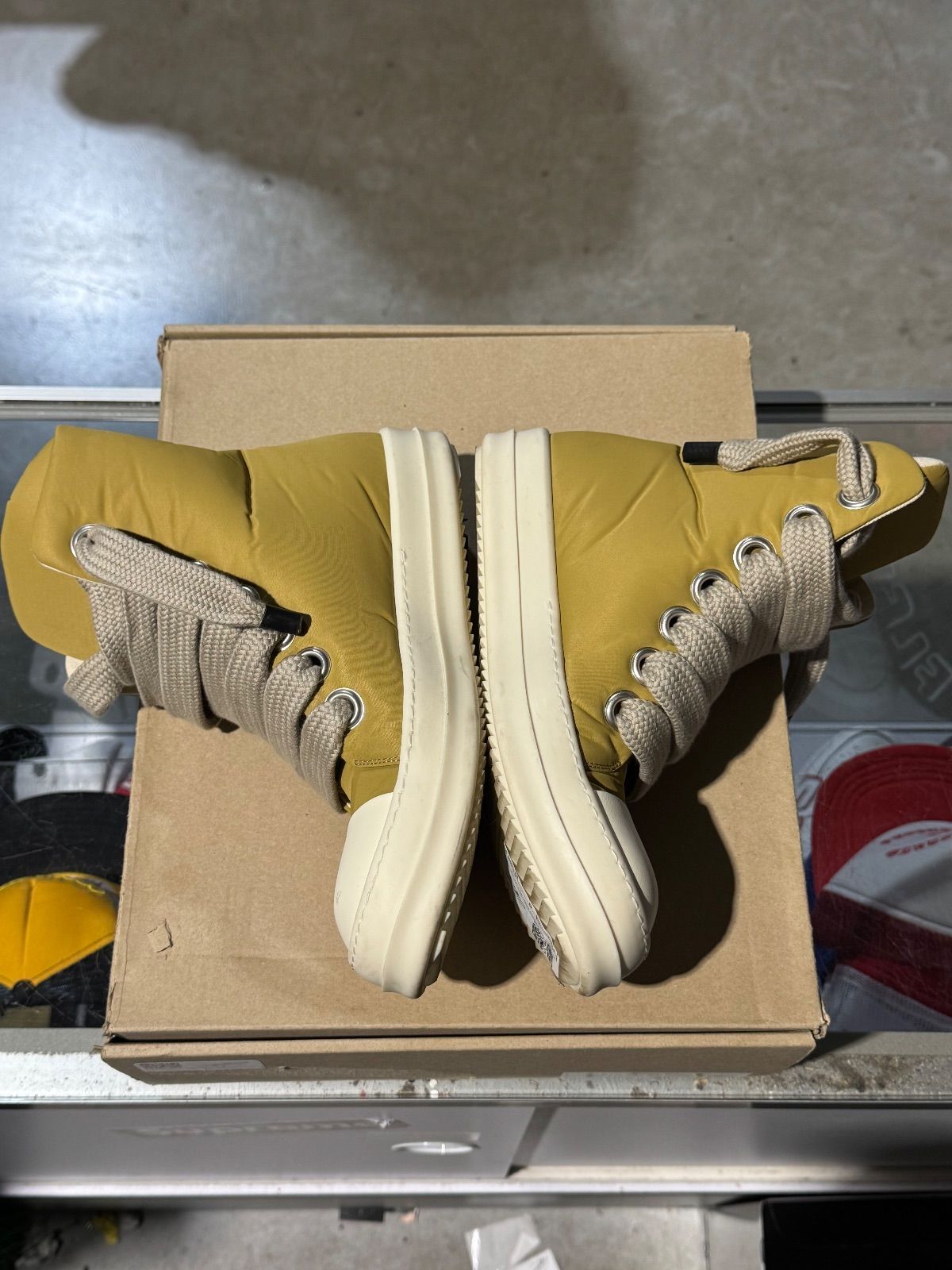 Rick Owens Lido DRKSHDW Jumbo Lace Puffer High Mustard - Pre-Owned