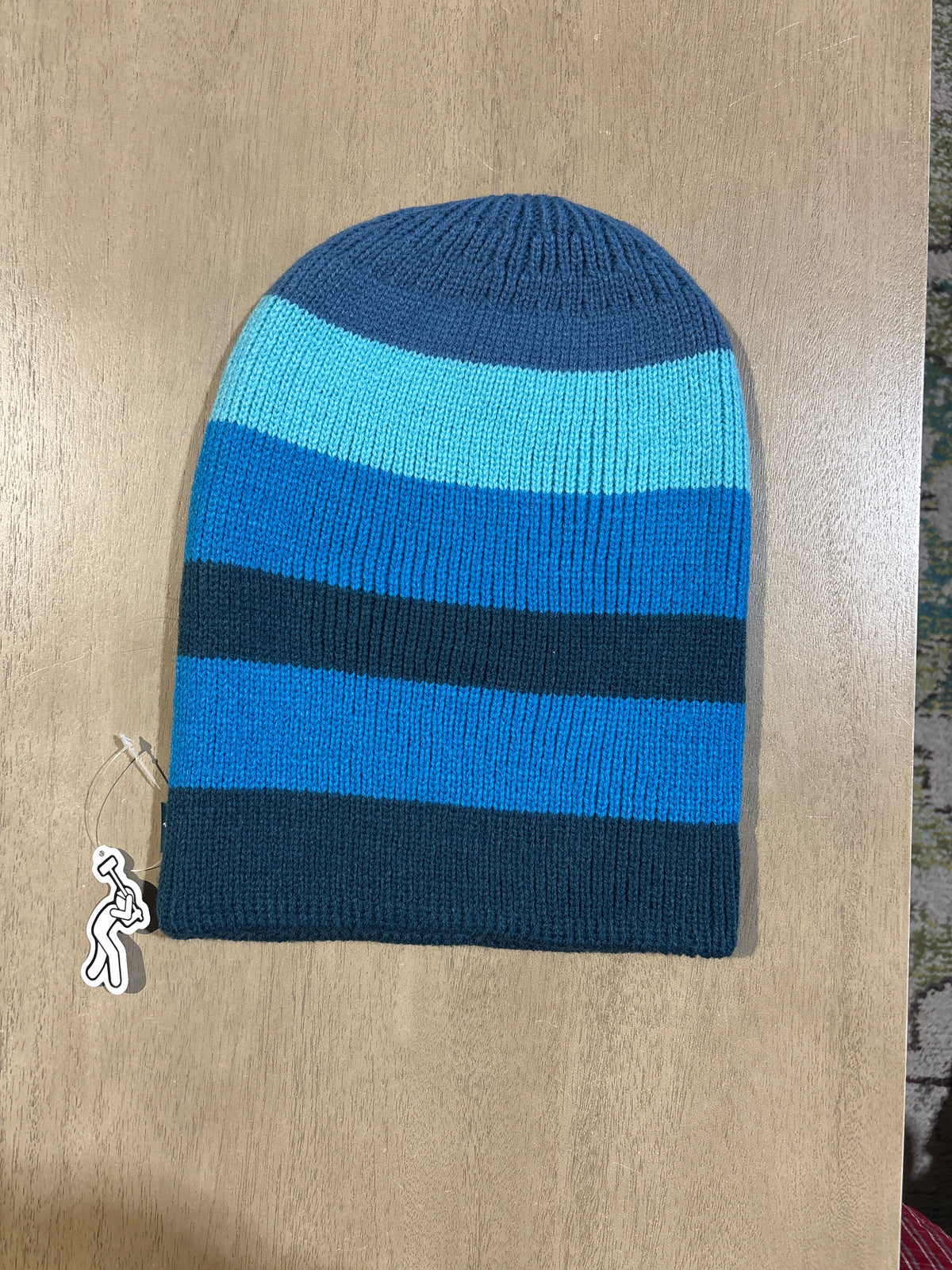 Concrete Knitted Stripe Beanie Blue