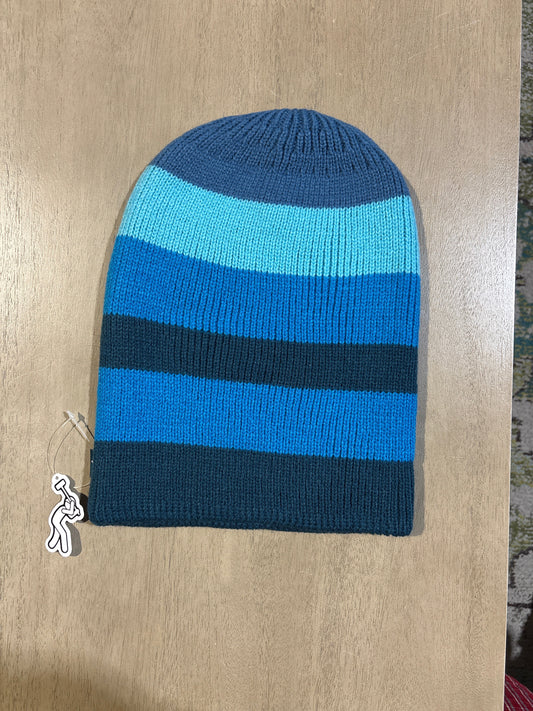 Concrete Knitted Stripe Beanie Blue