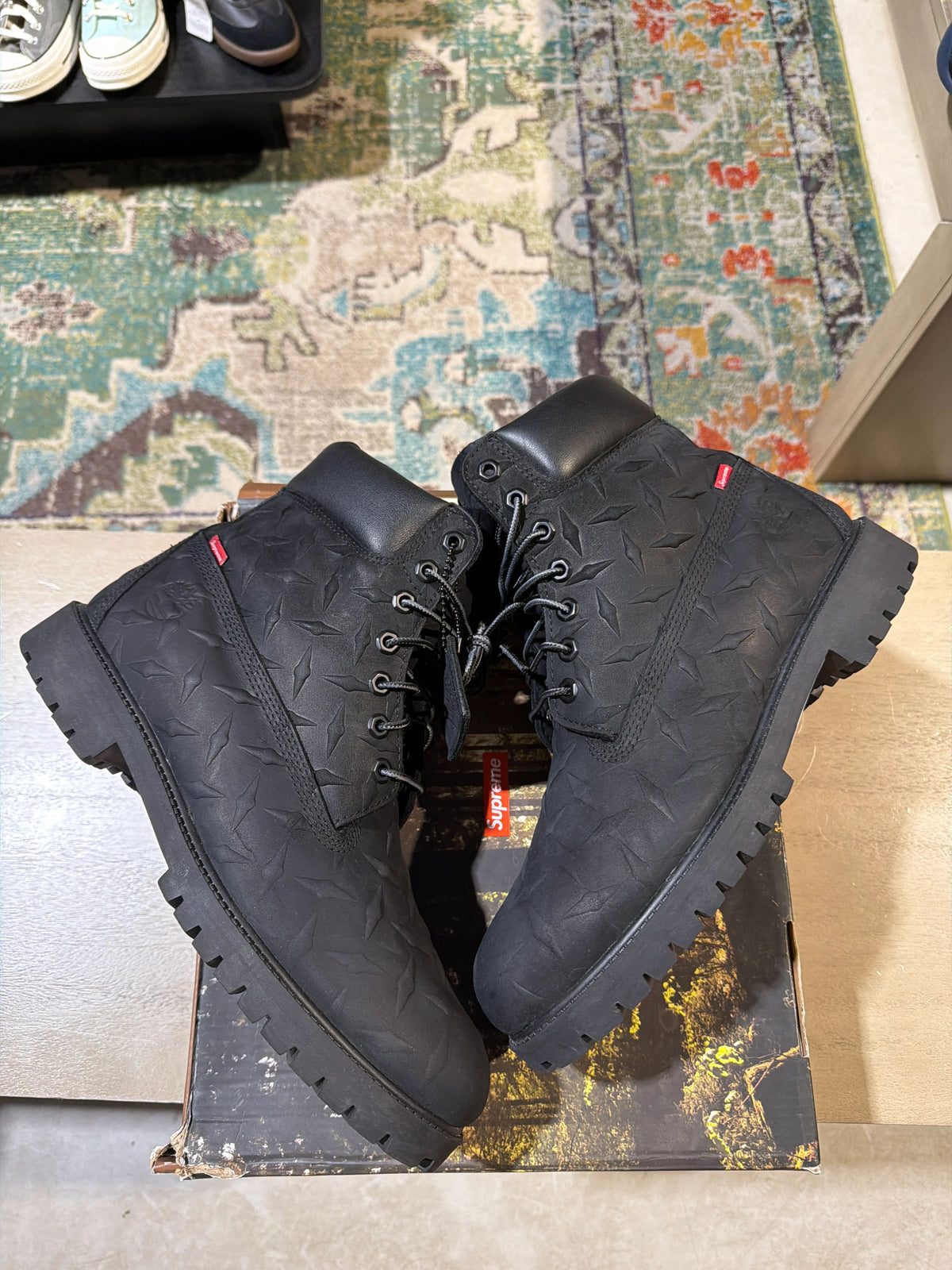 Supreme Timberland Diamond Plate Boot Black Used Sz 11 - Pre-Owned