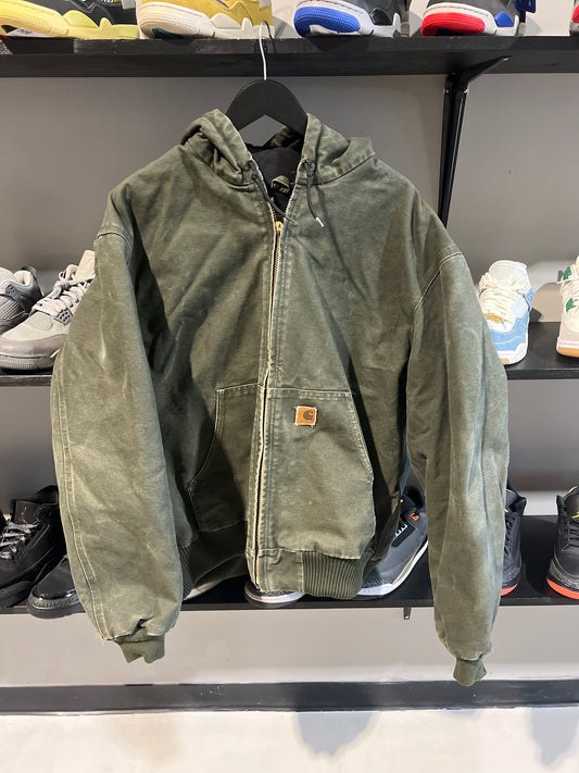 VINTAGE CARHARTT OLIVE FADED HOODED JACKET