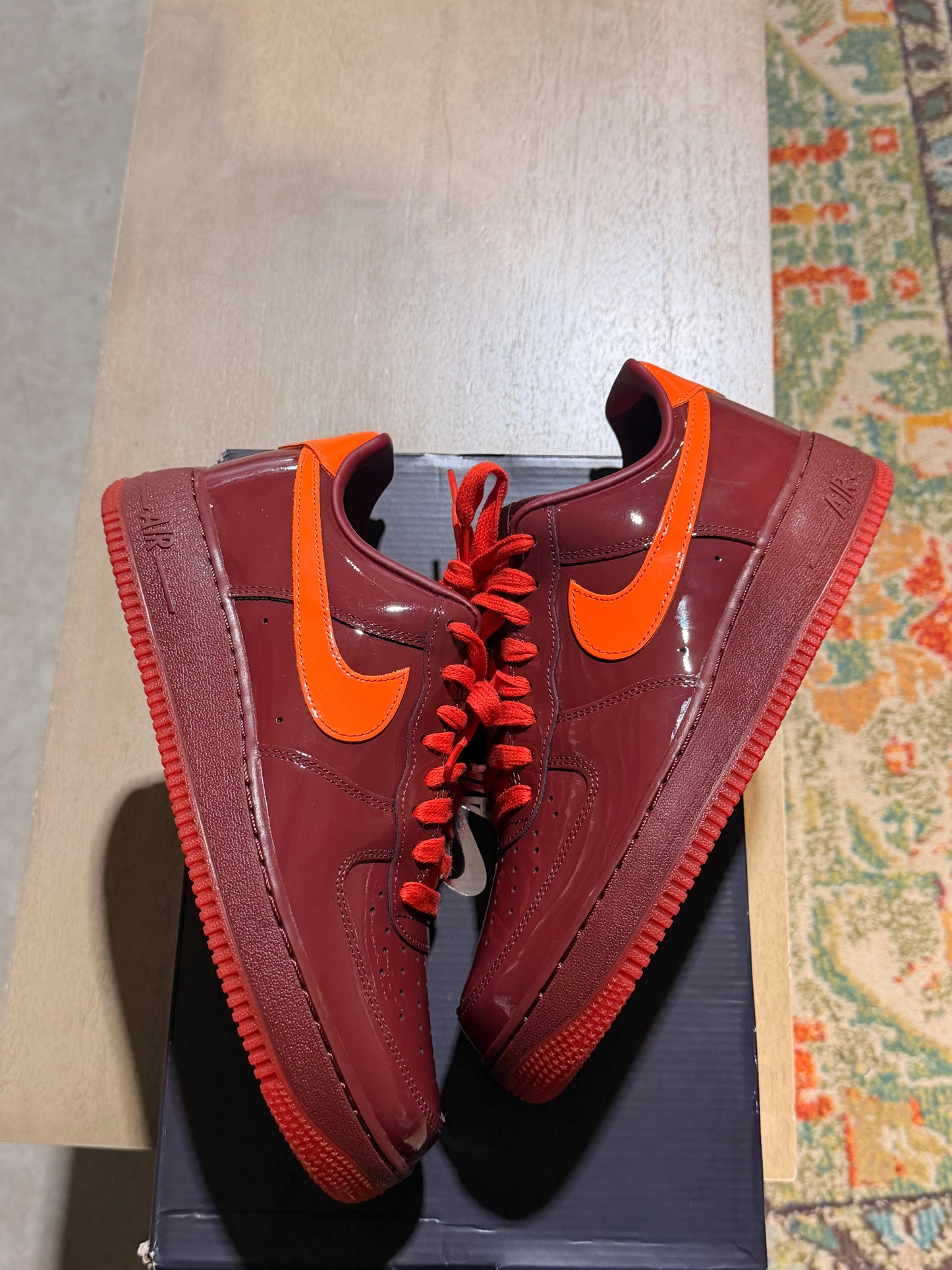 Patent Af1 Red/Orange Sz 9 TRIED ON