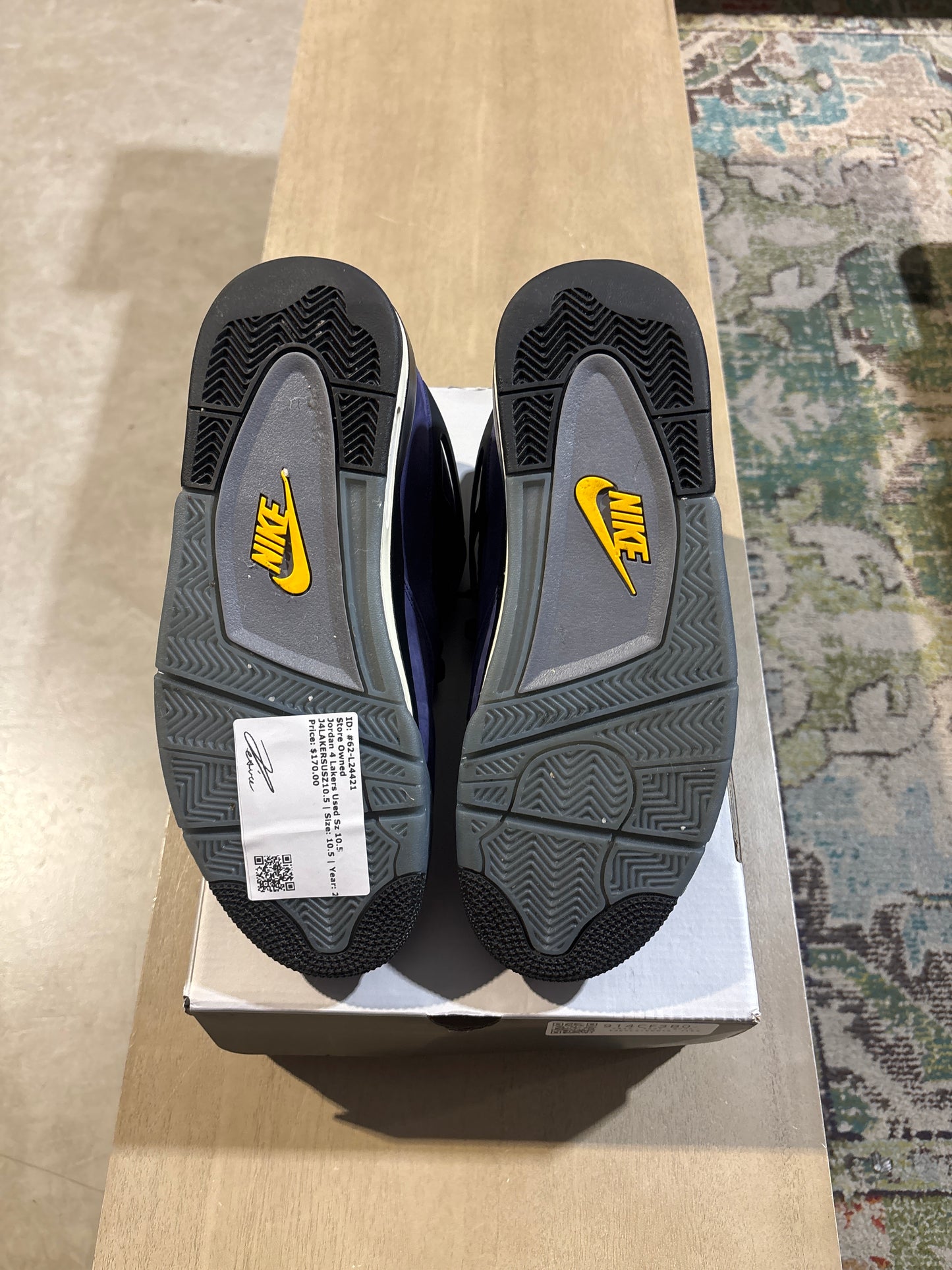 Jordan 4 Lakers Used Sz 10.5