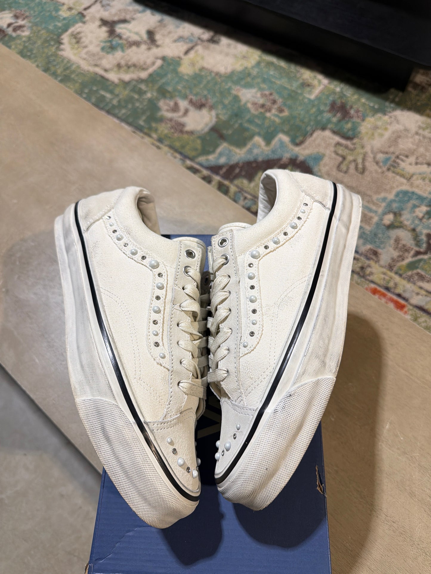 Vans Marshmallow Pearlized Vans Used Sz 10.5