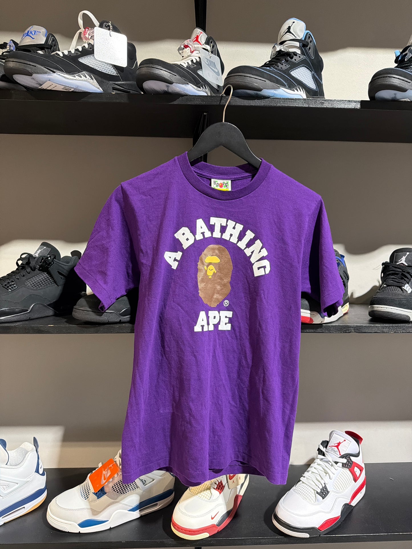 Bape College Logo Purple White Sz S