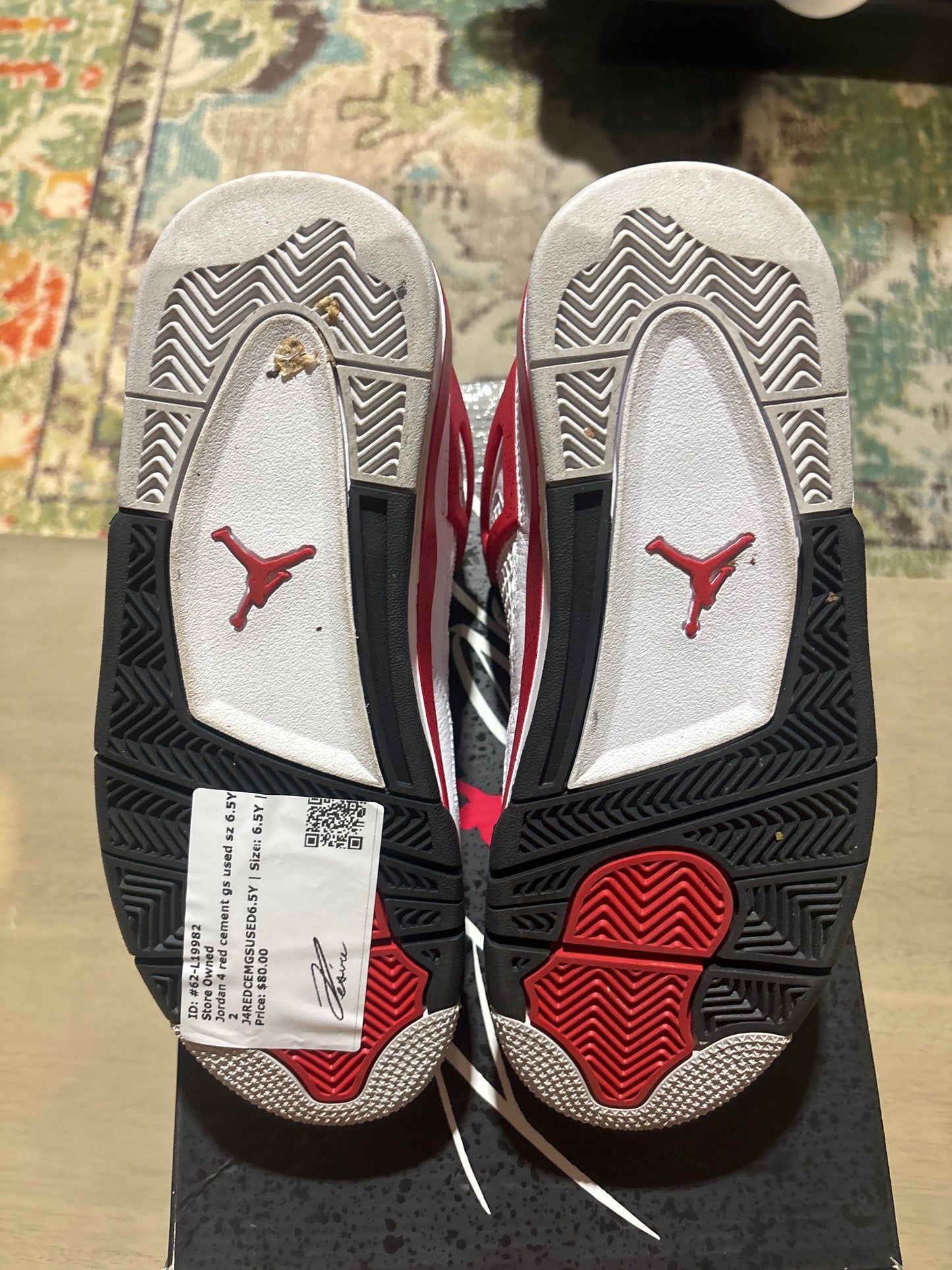 Jordan 4 red cement gs used sz 6.5Y 2