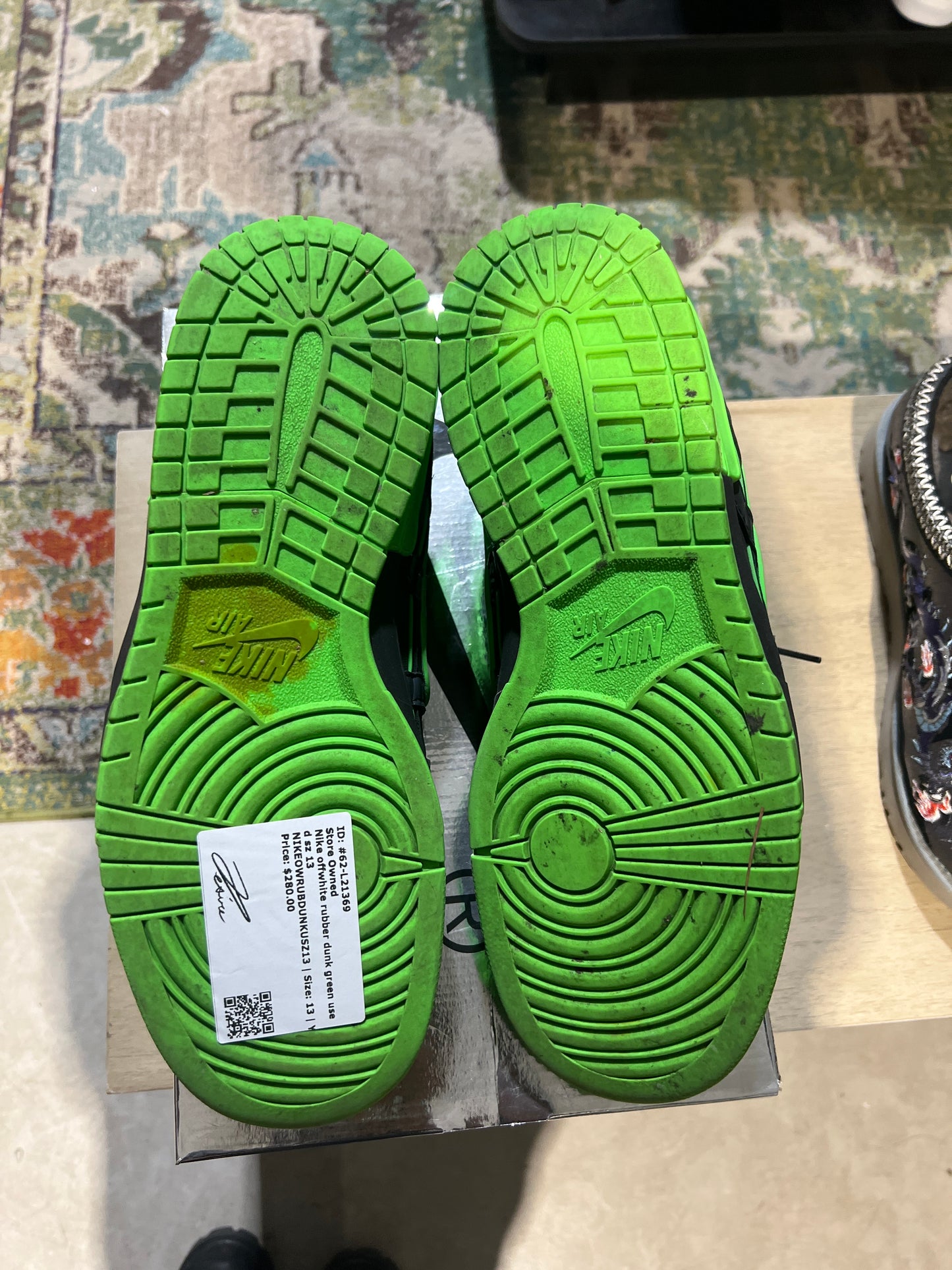 Nike offwhite rubber dunk green used sz 13