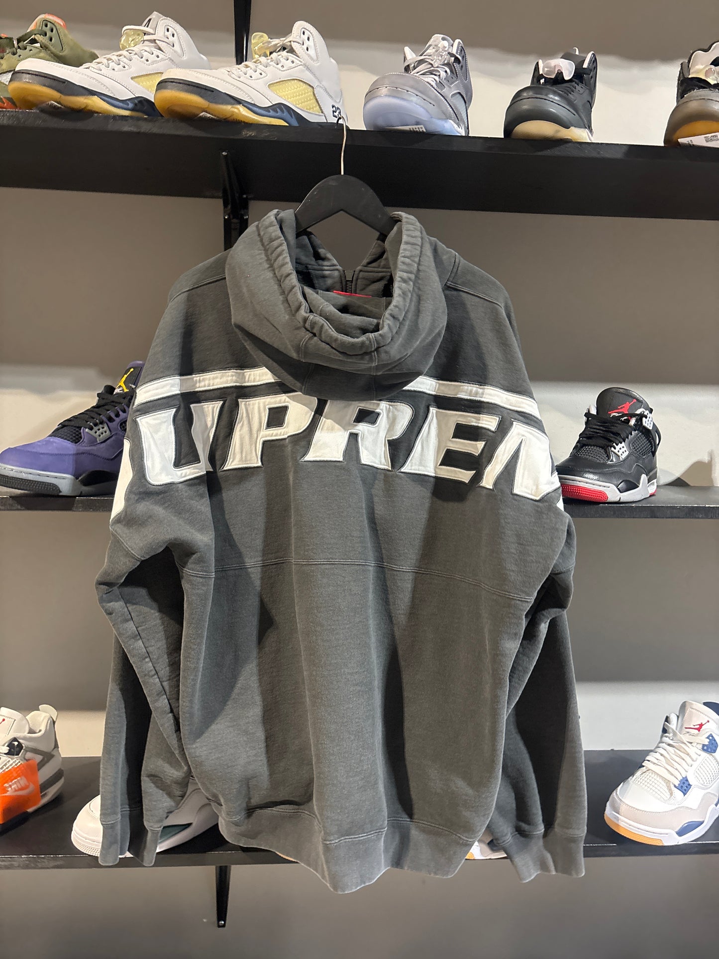 Supreme Grey/White Quarter Zip Hoodie