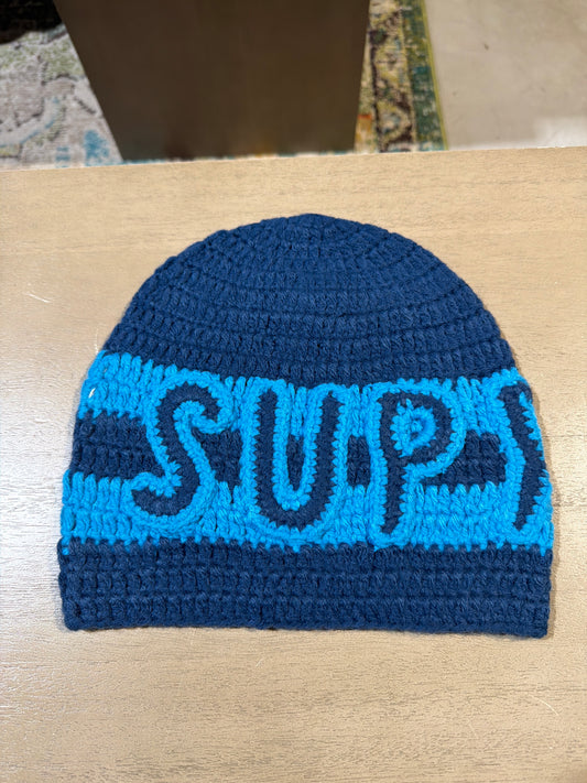SUPREME CROCHET BEANIE NAVY/BLUE