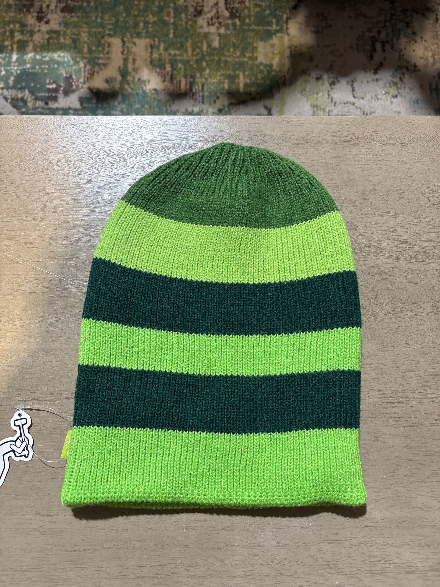 Concrete Striped Beanie Green (1)