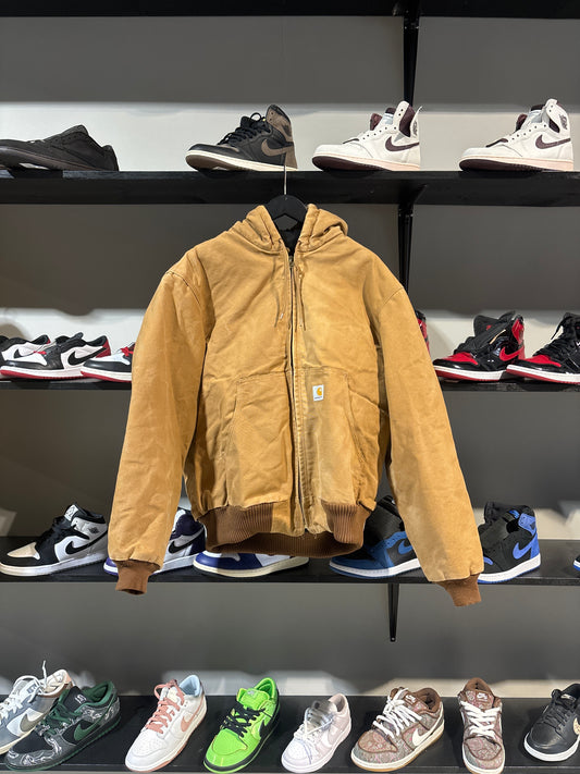 Vintage Khaki Carhartt Hooded Zipup Jacket Sz L