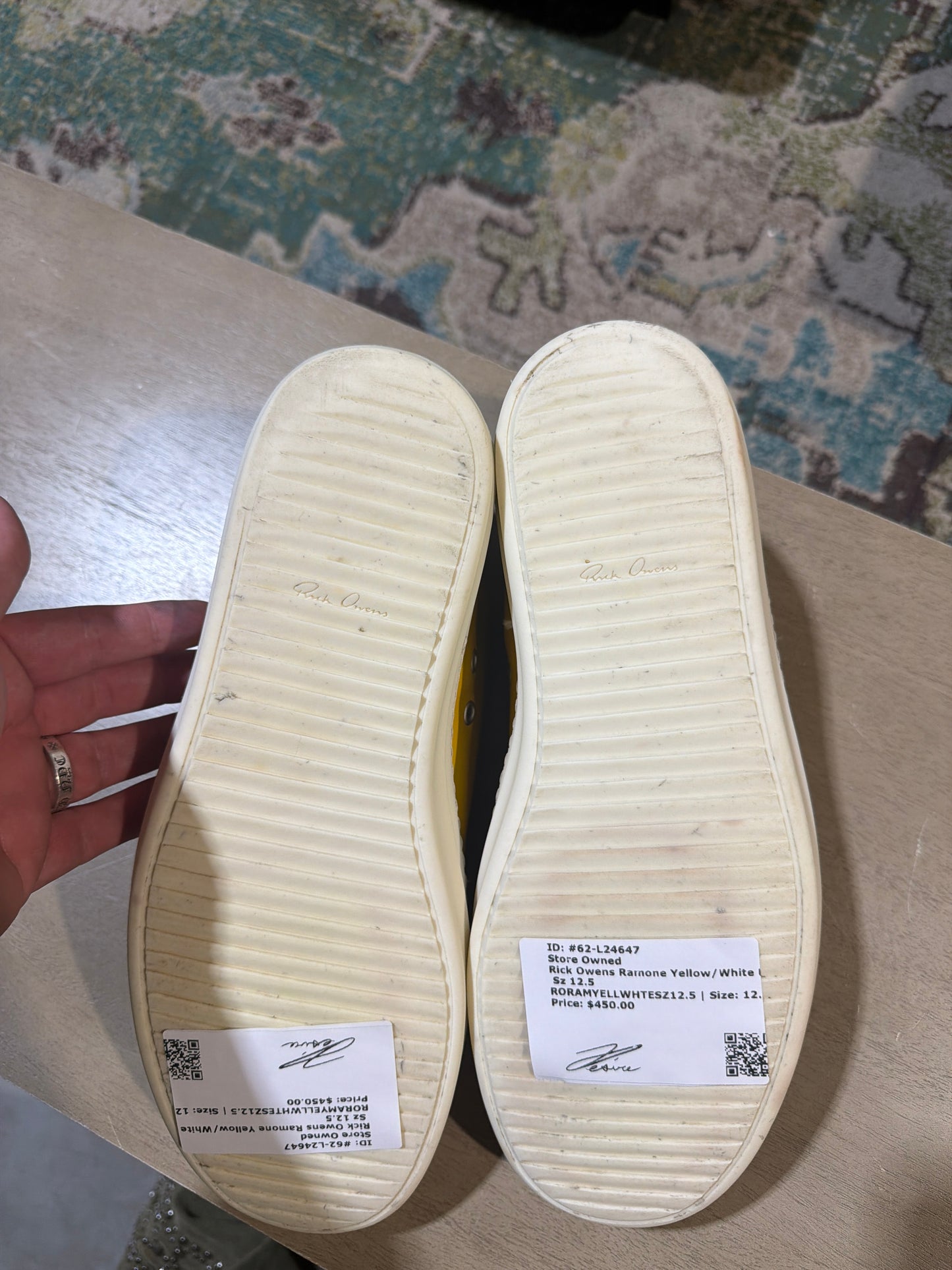 Rick Owens Ramone Yellow/White Used Sz 12.5