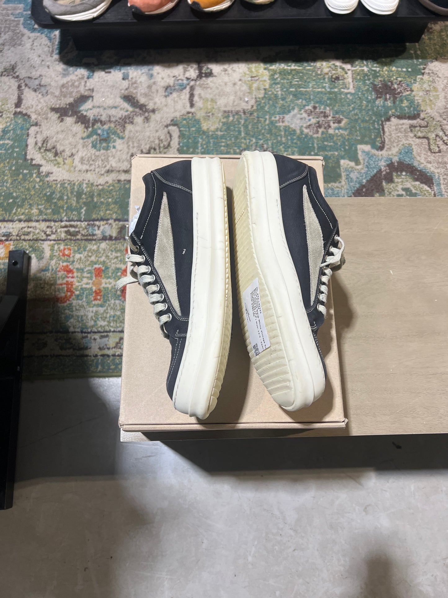 Rick Owens Black White Vintage Sneaker Used Sz 12.5