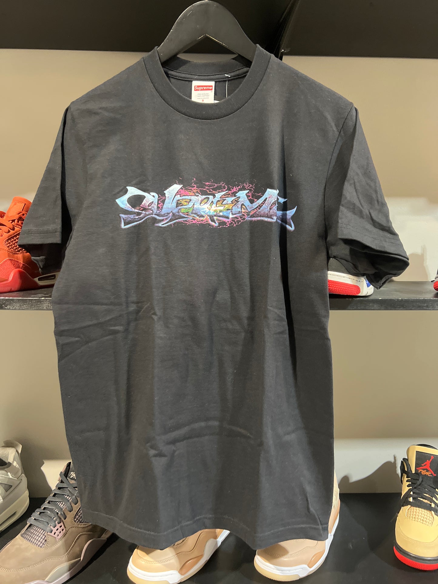 supreme black/blue tag tee