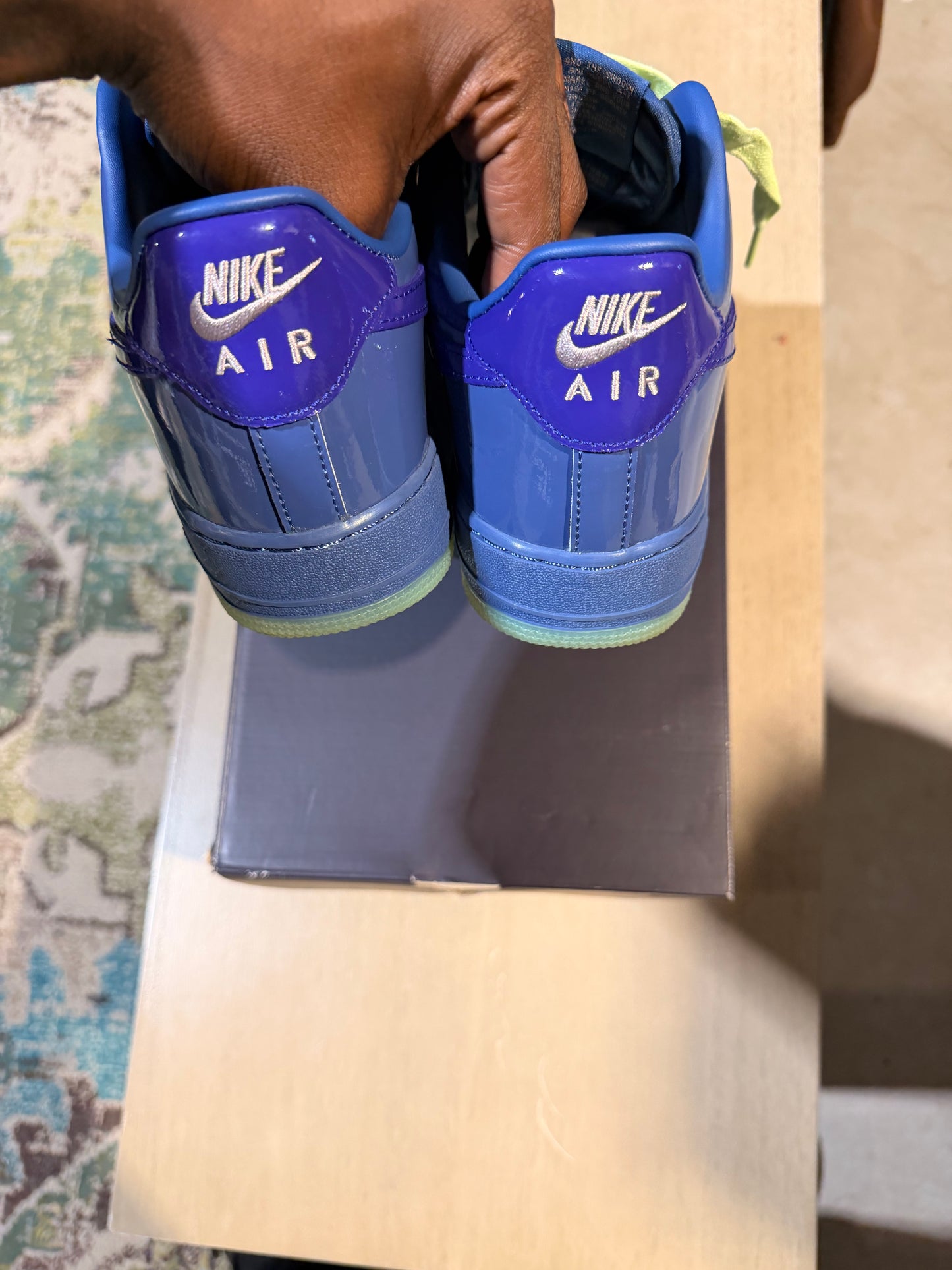 Nike Air Force 1 Patent Leather Mystic Navy Grape Ice used 9.5