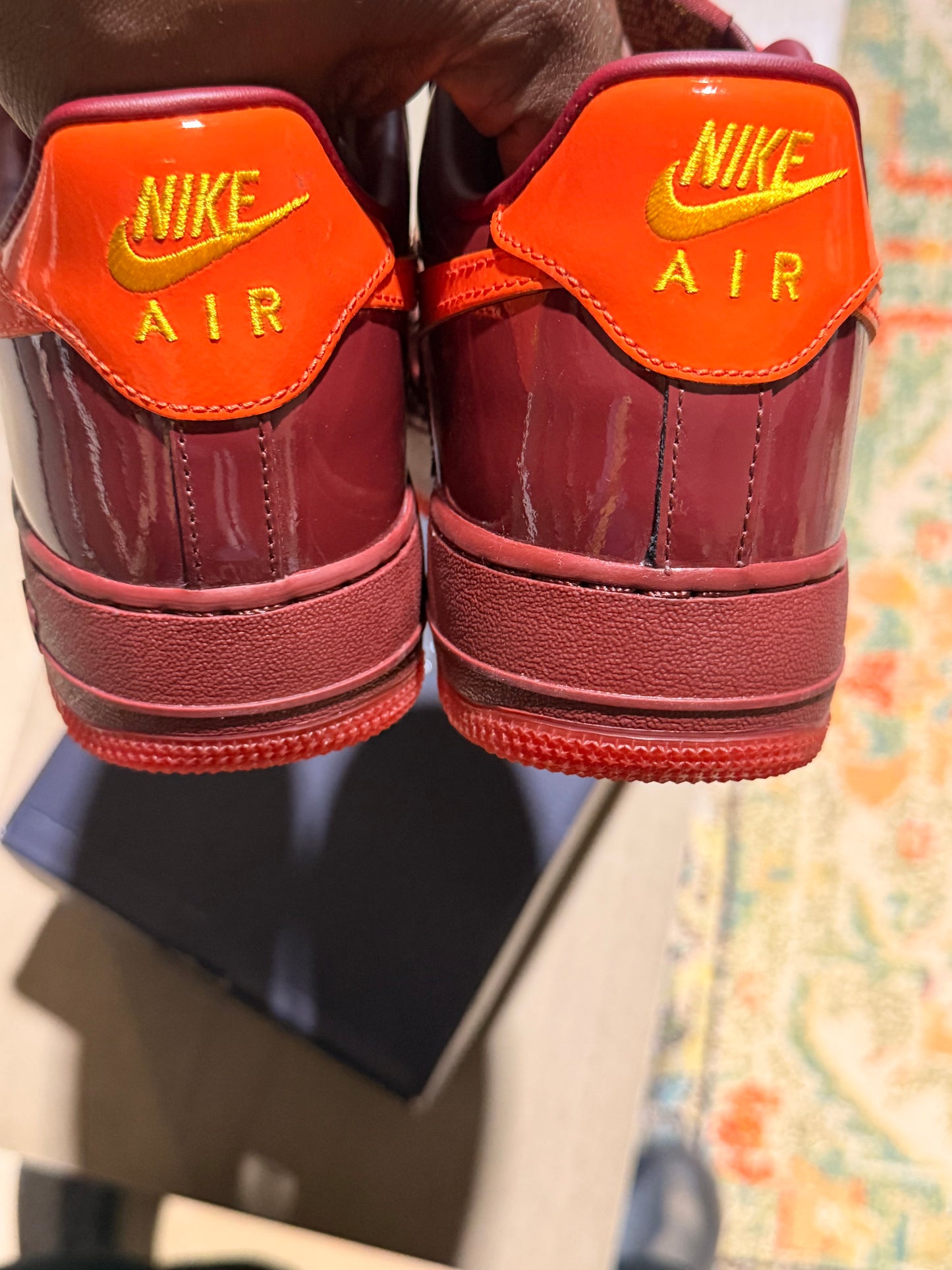 Patent Af1 Red/Orange Sz 9 TRIED ON