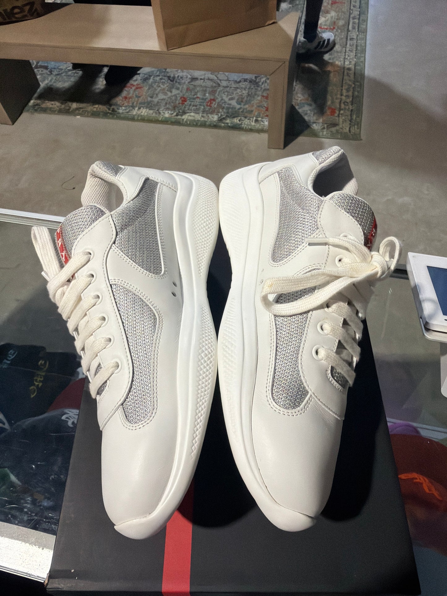 Prada Leather White Cup Used Sz 9