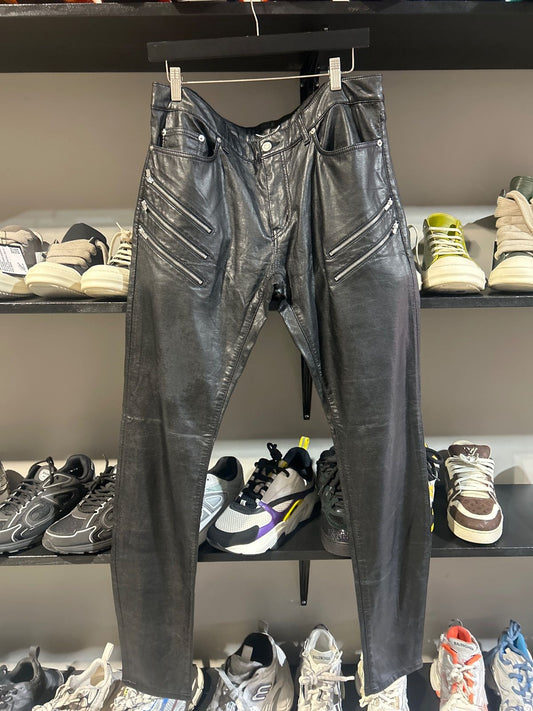 Saint Laurent Paris Leather Zipper D02 Pants