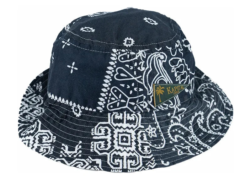 Kapital Black Paisley Bucket Hat