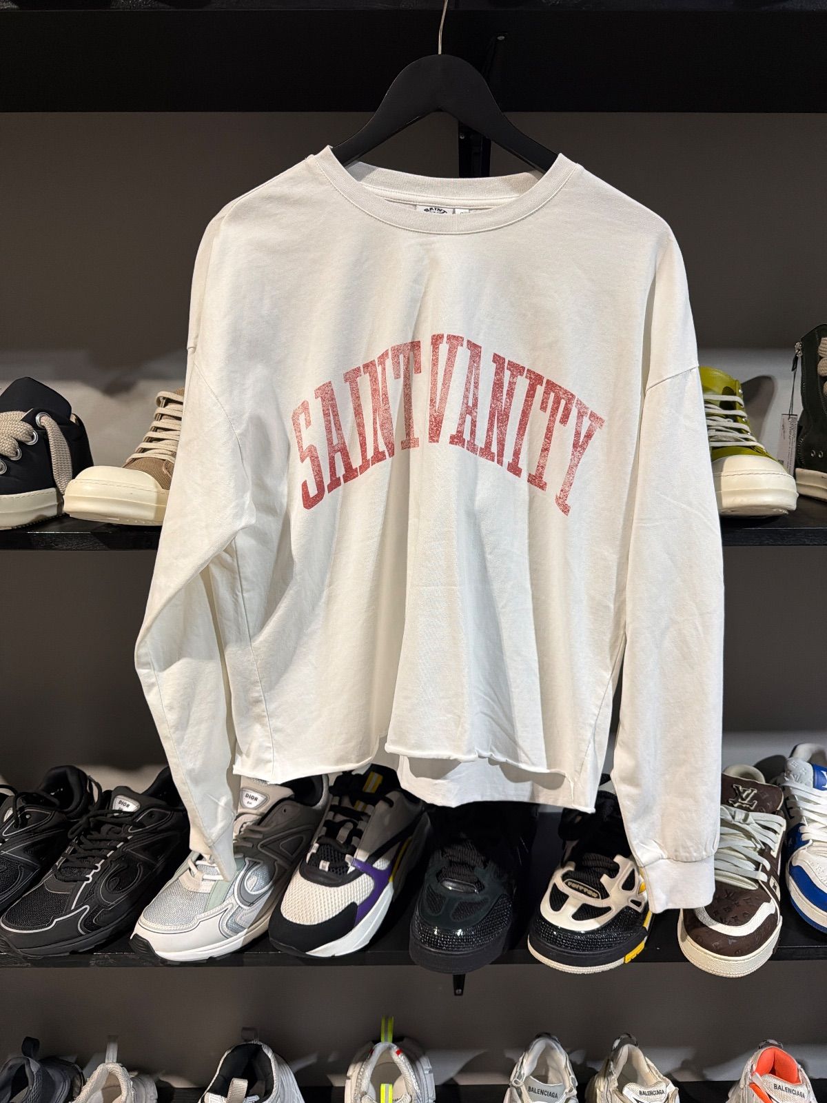 saint vanity white/red longsleeve cropped