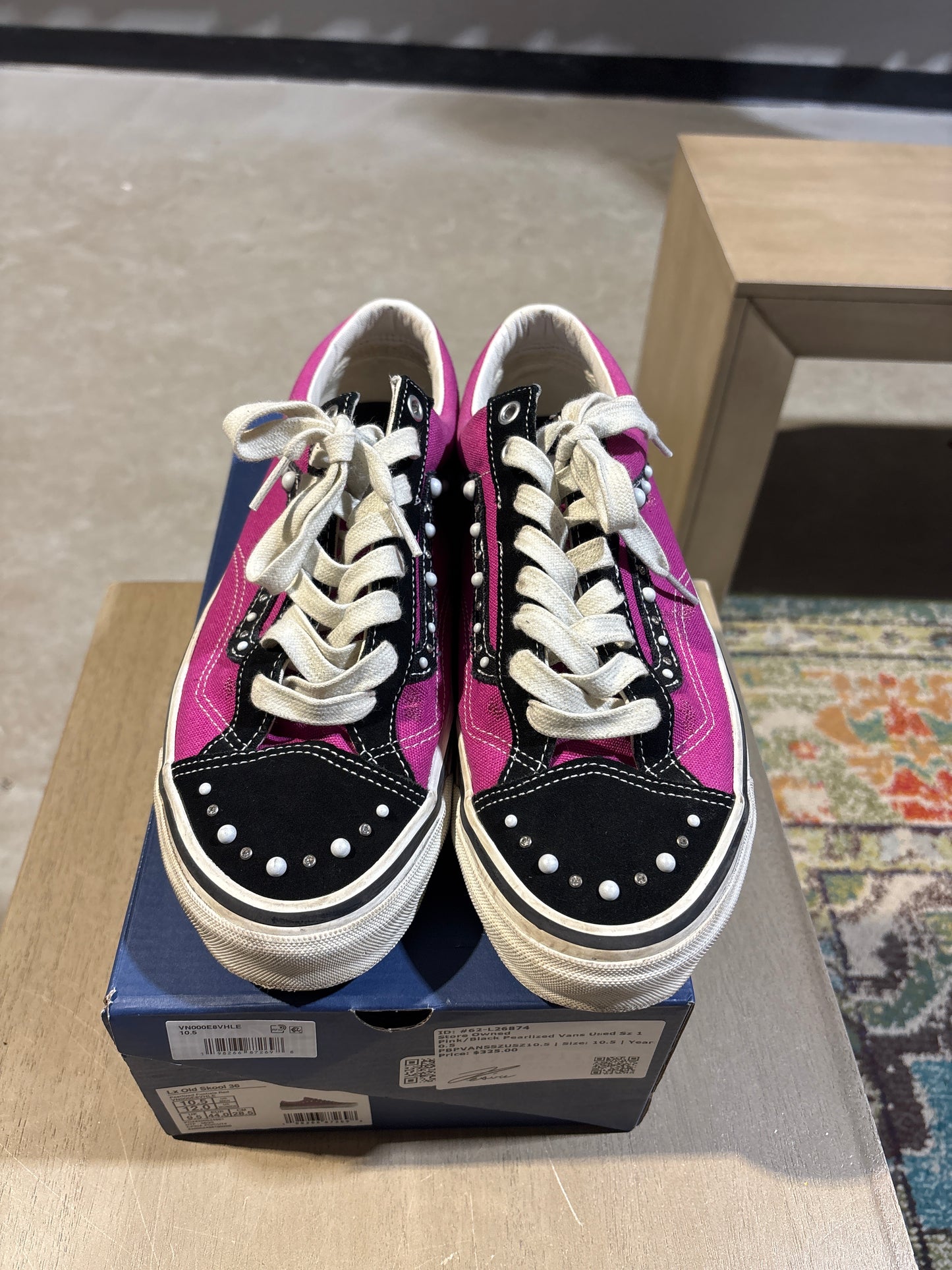 Pink/Black Pearlized Vans Used Sz 10.5