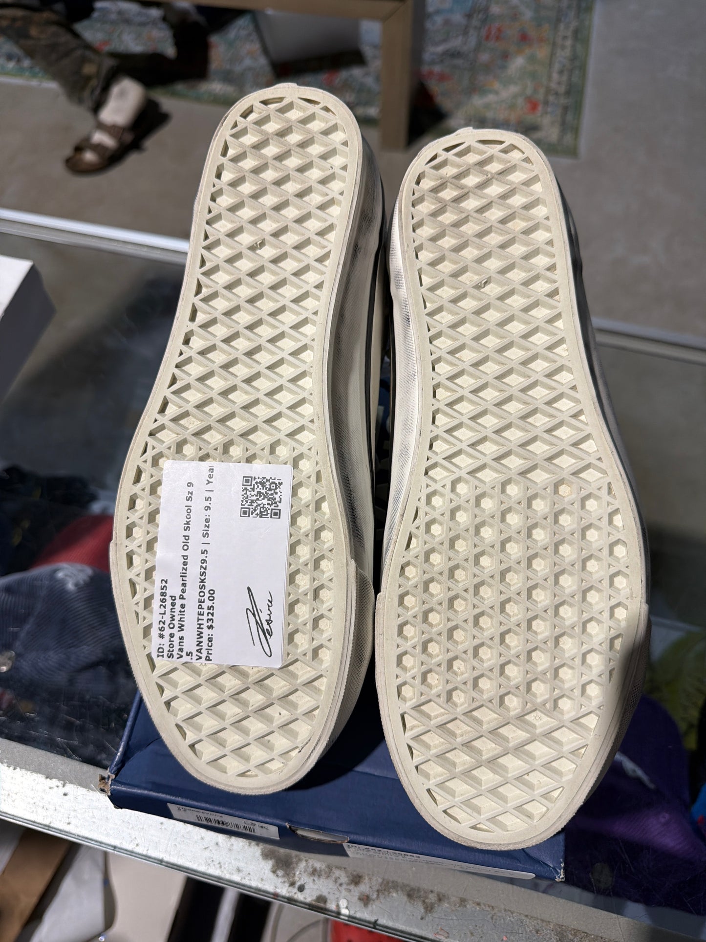 Vans White Pearlized Old Skool Used Sz 9.5