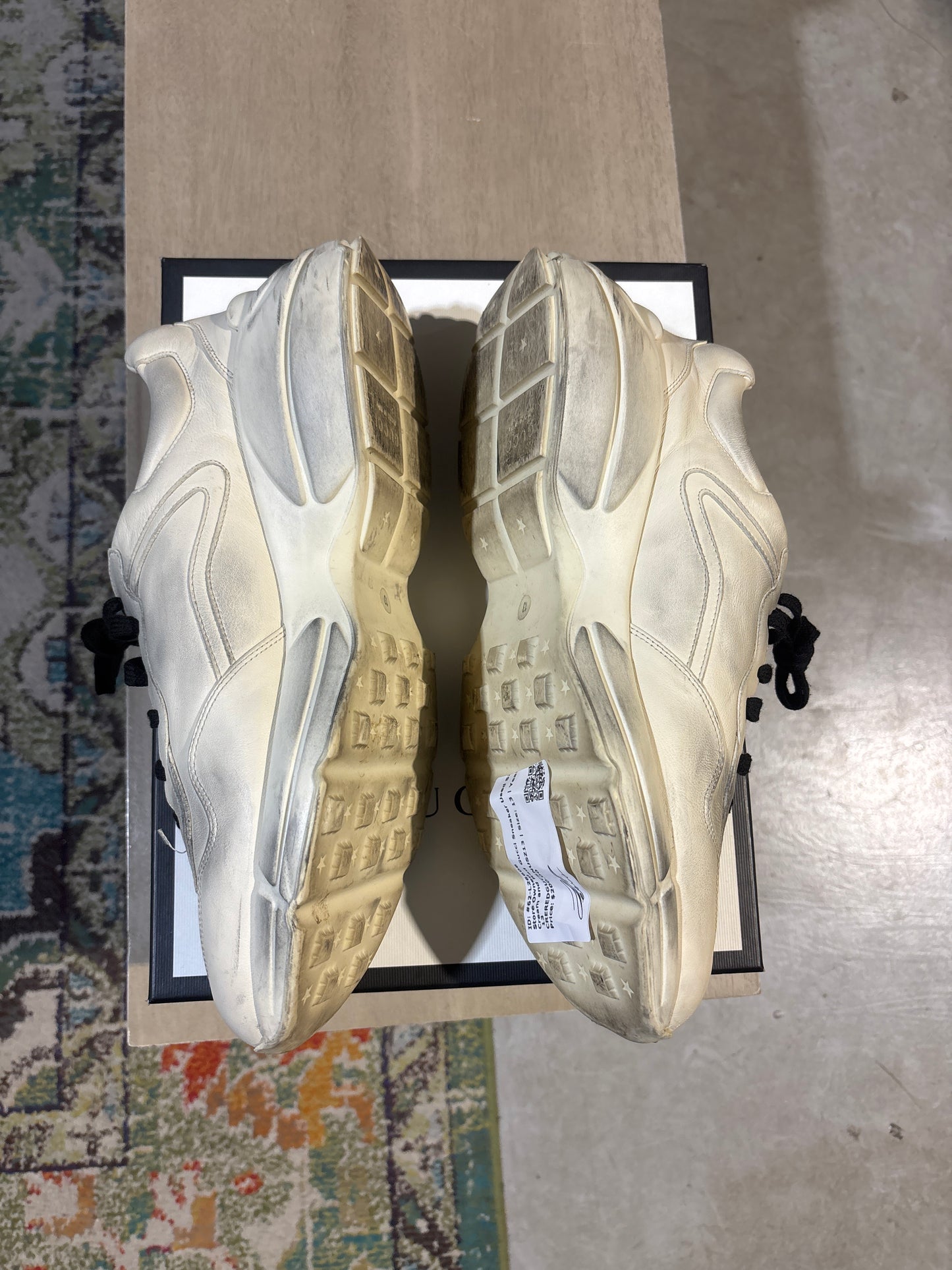 Cream and Red Gucci Sneaker Used Sz 13