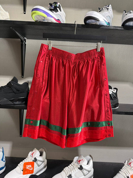 Supreme red/green satin snap shorts sz S