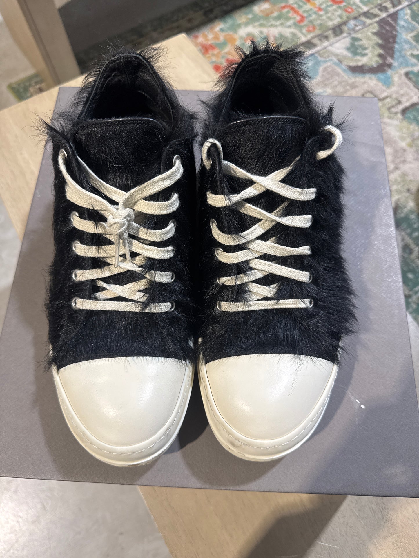 Rick Owens Lido Sneakers Black Cow Fur Used