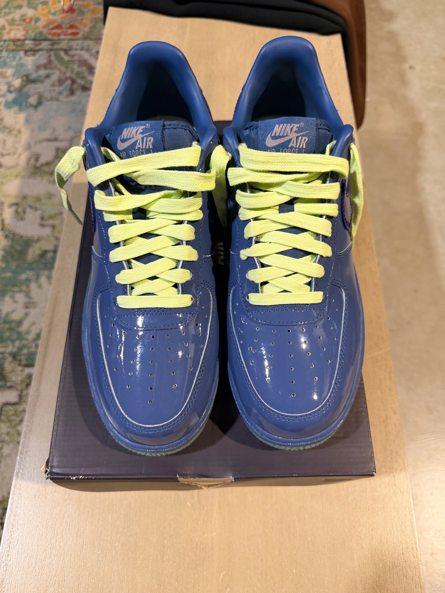 Nike Air Force 1 Patent Leather Mystic Navy Grape Ice used 9.5
