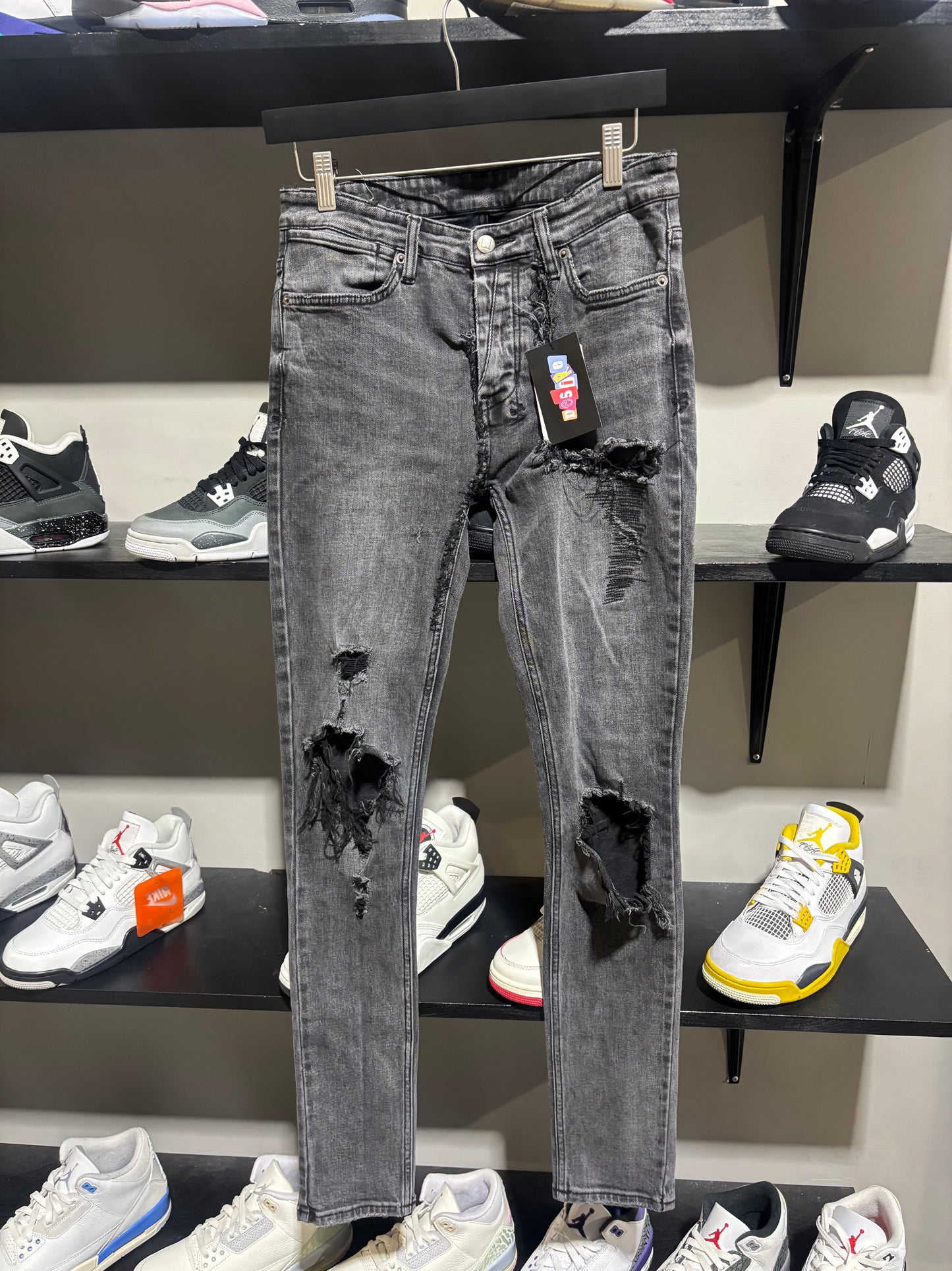 Ksubi Black Washed Distressed Jeans Sz 30