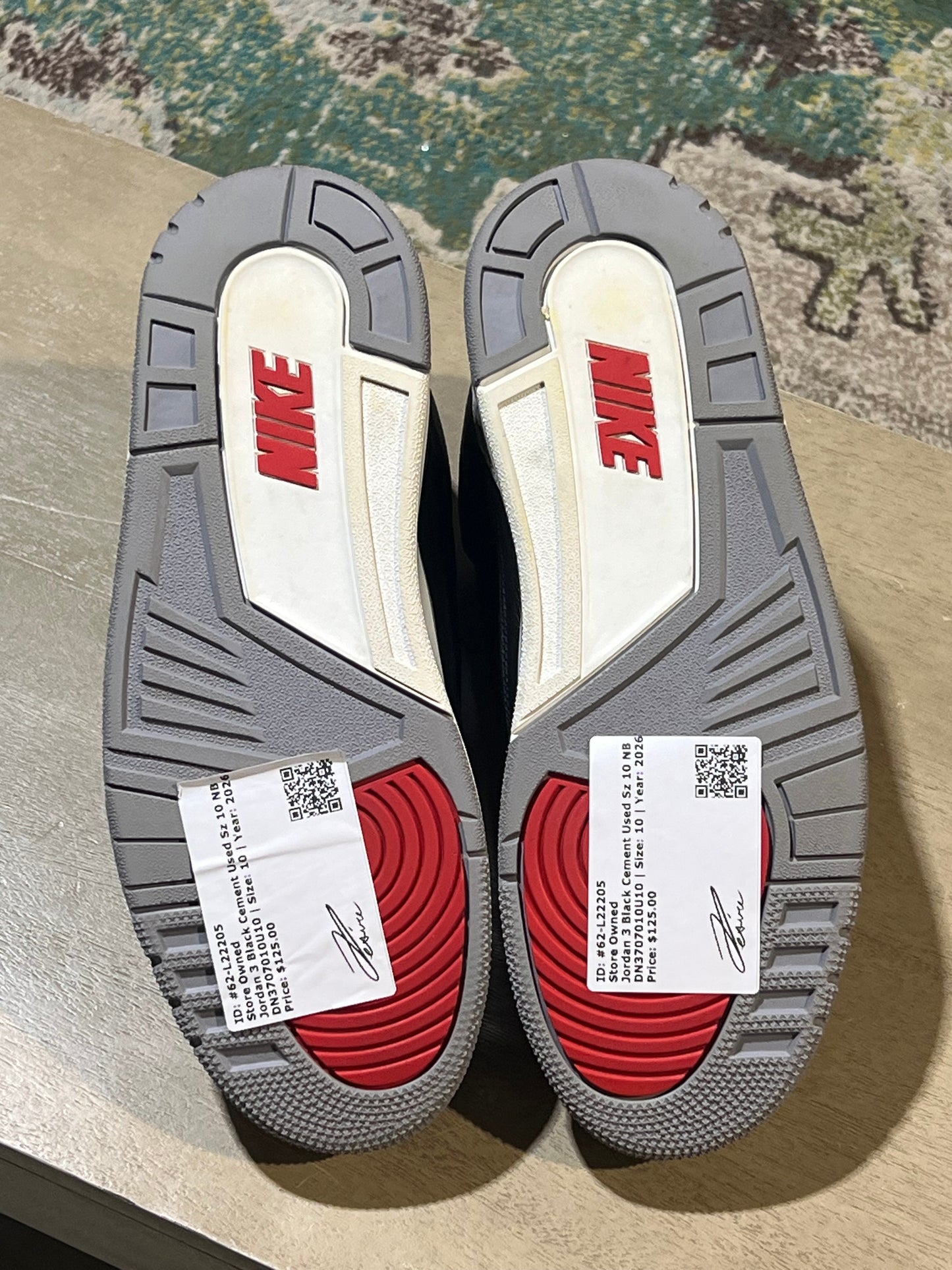 Jordan 3 Black Cement Used Sz 10 NB
