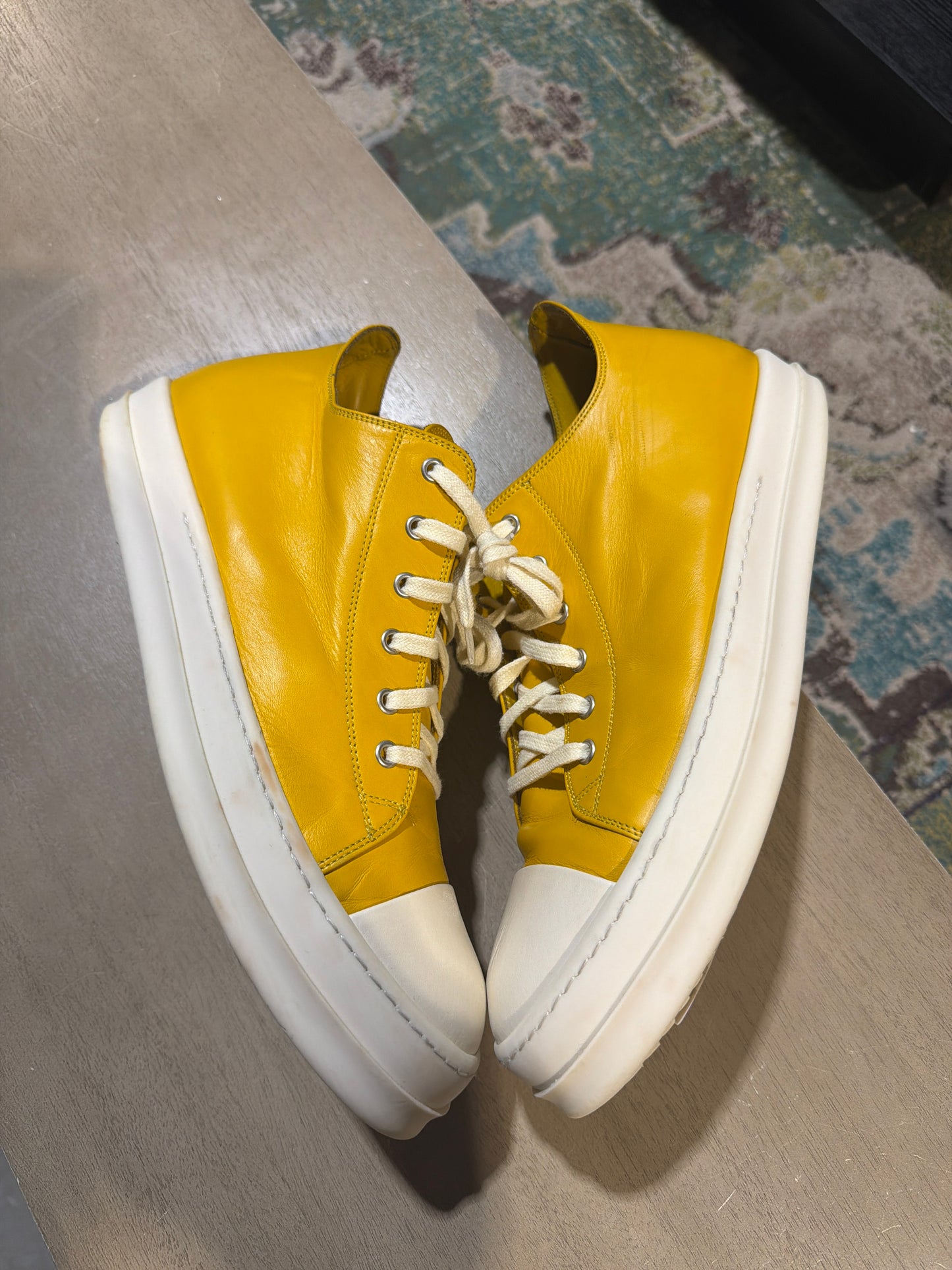 Rick Owens Ramone Yellow/White Used Sz 12.5
