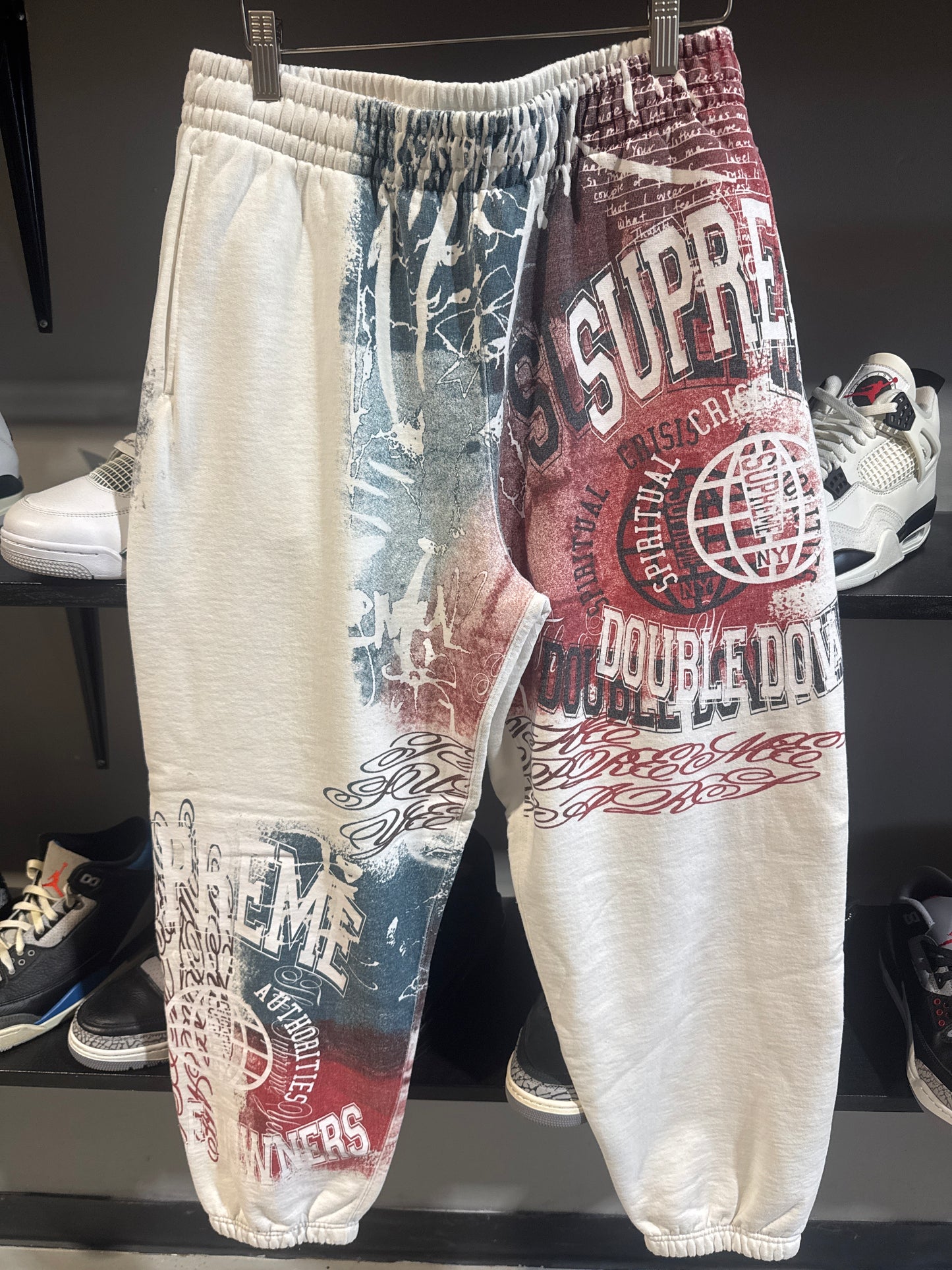 Supreme Over Print White Sweatpants