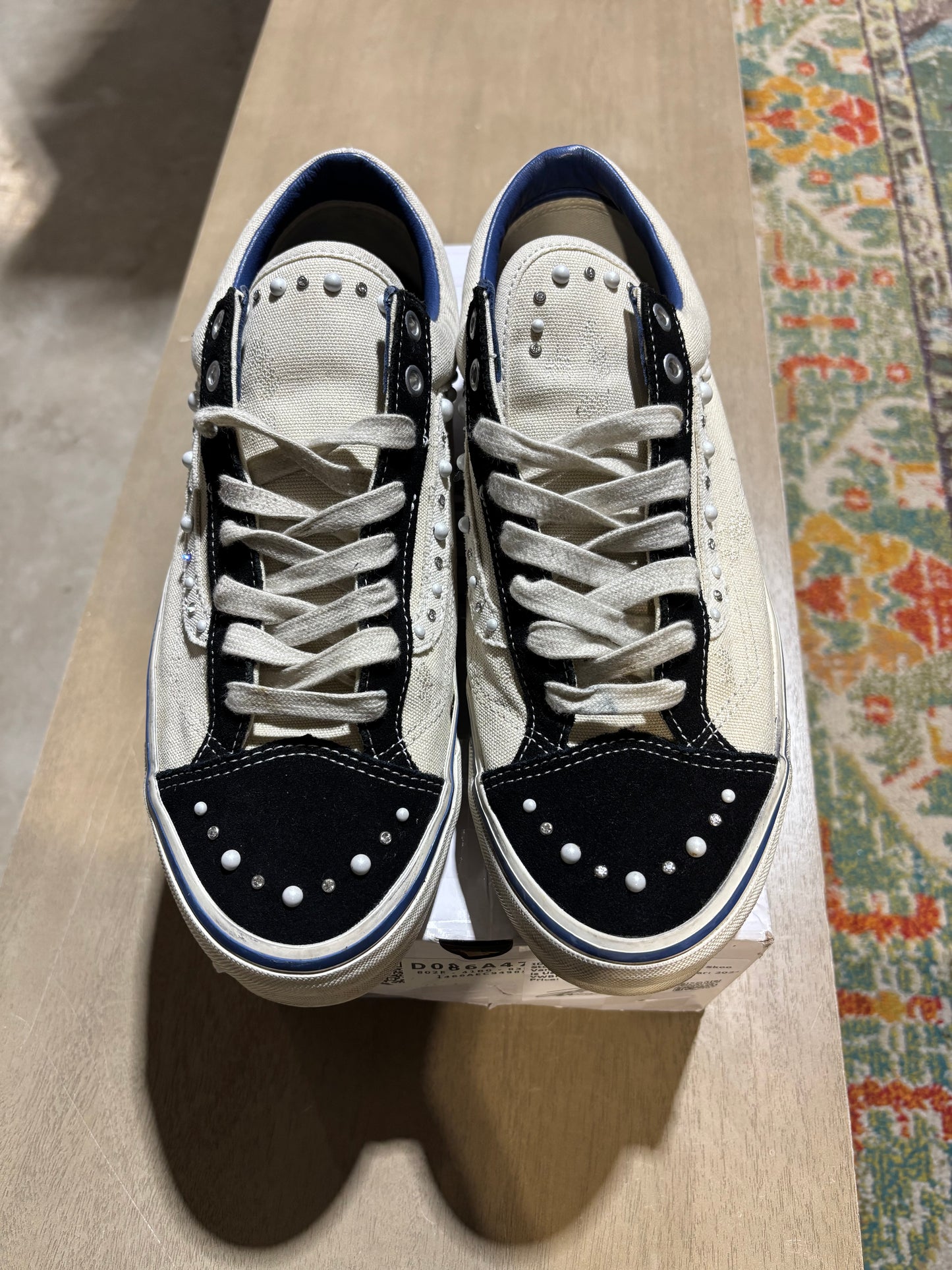 Vans White/Black Pearlized Old Skools Used Sz 12