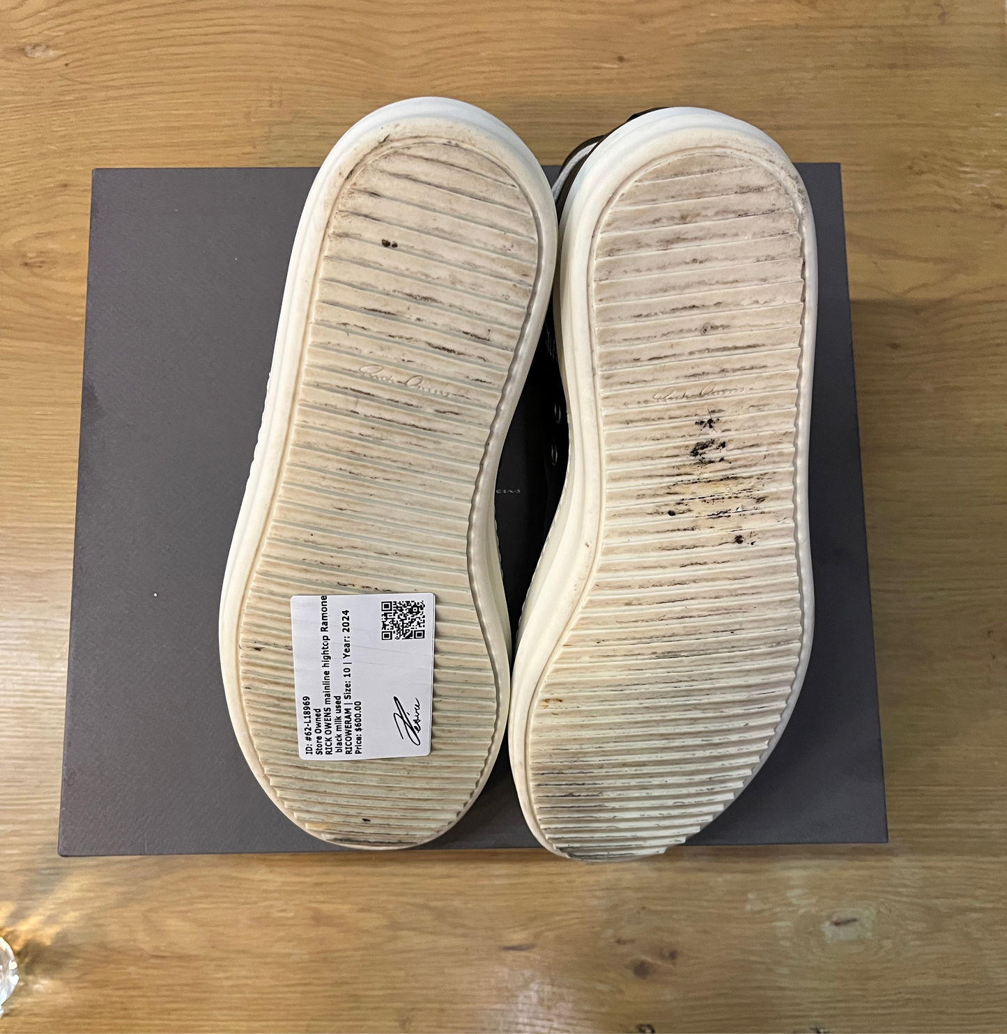 RICK OWENS mainline hightop Ramones black milk used