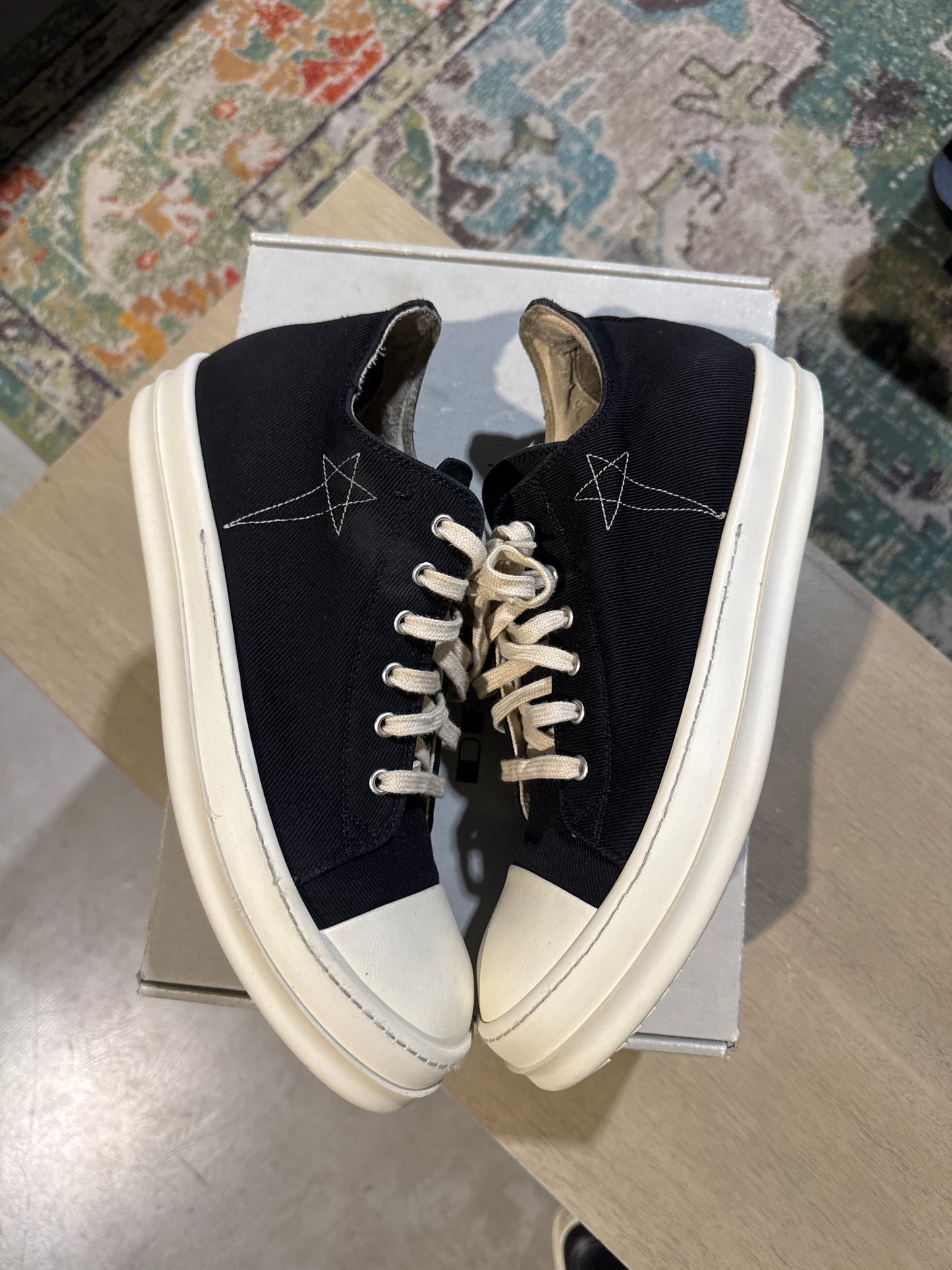 Rick Owens DRKSHDW Luxor Low Pentagram Black Pearl Used Sz 11.5